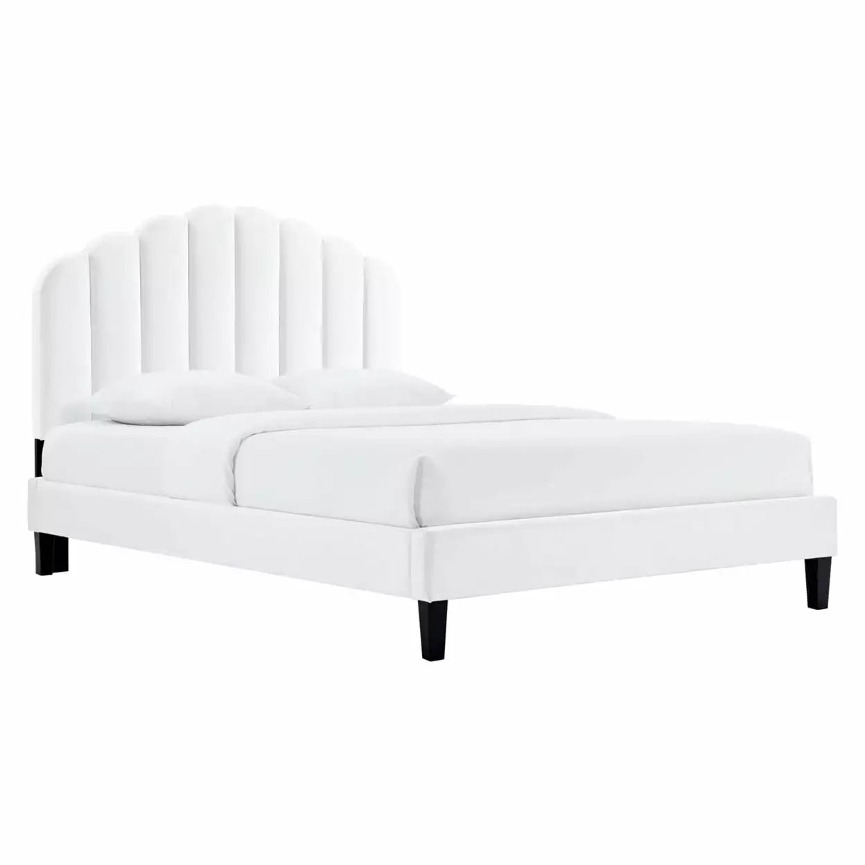 Modway Daisy Modern Performance Velvet Queen Platform Bed in White