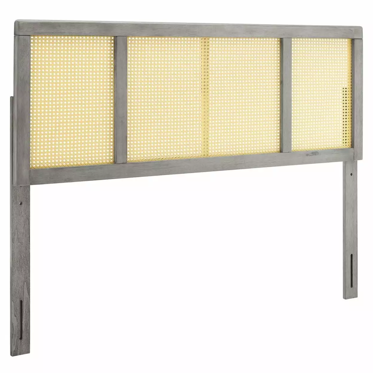 Modway Delmare Cane Rattan and Rubberwood Full Headboard in Gray