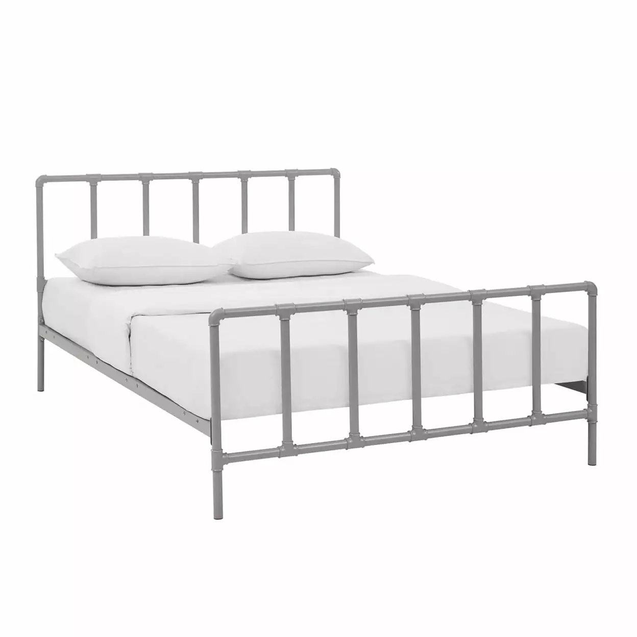 Modway Dower Queen Modern Sturdy Powder Coated Steel Bed in Gray