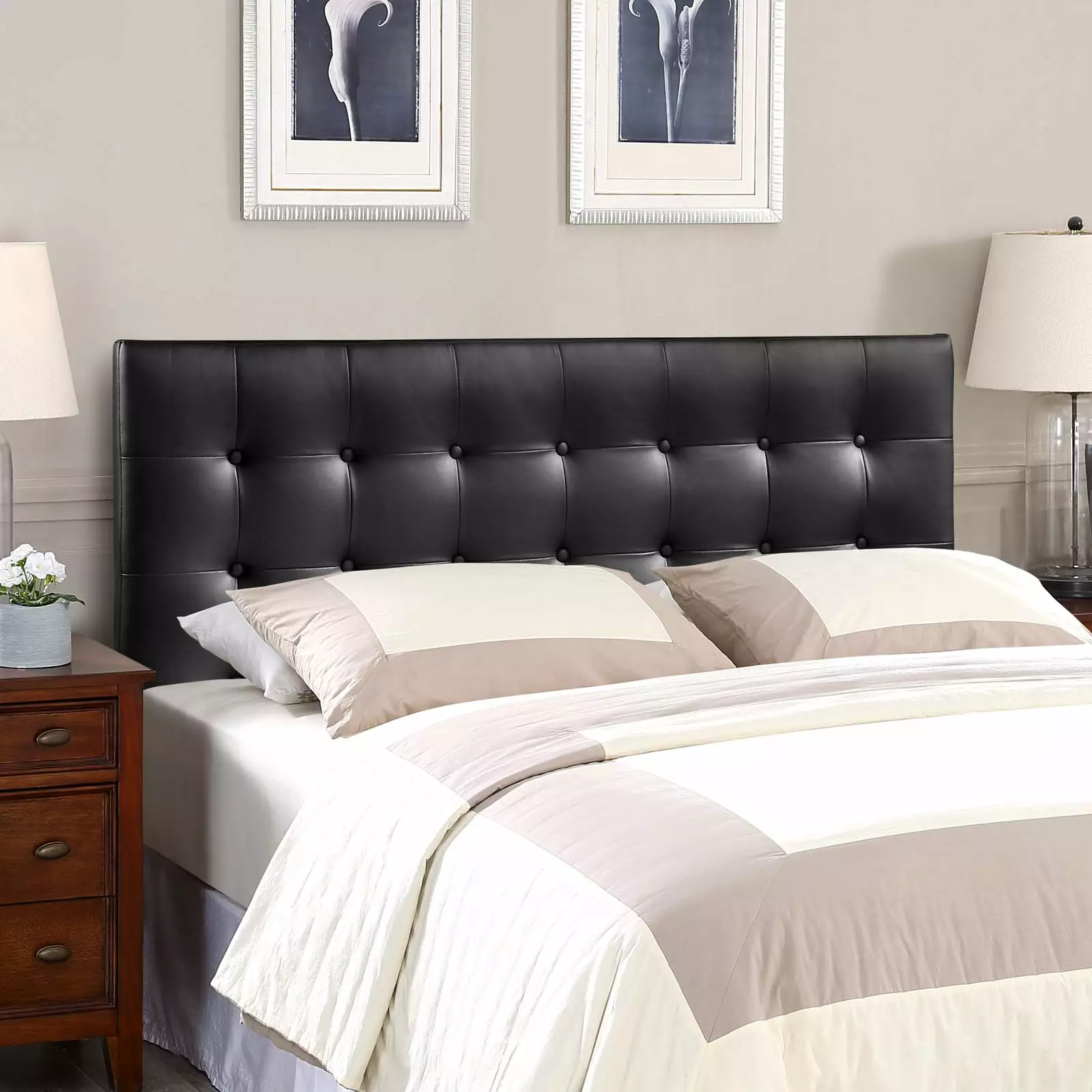 Modway Emily Tufted Button Headboard. King. Black