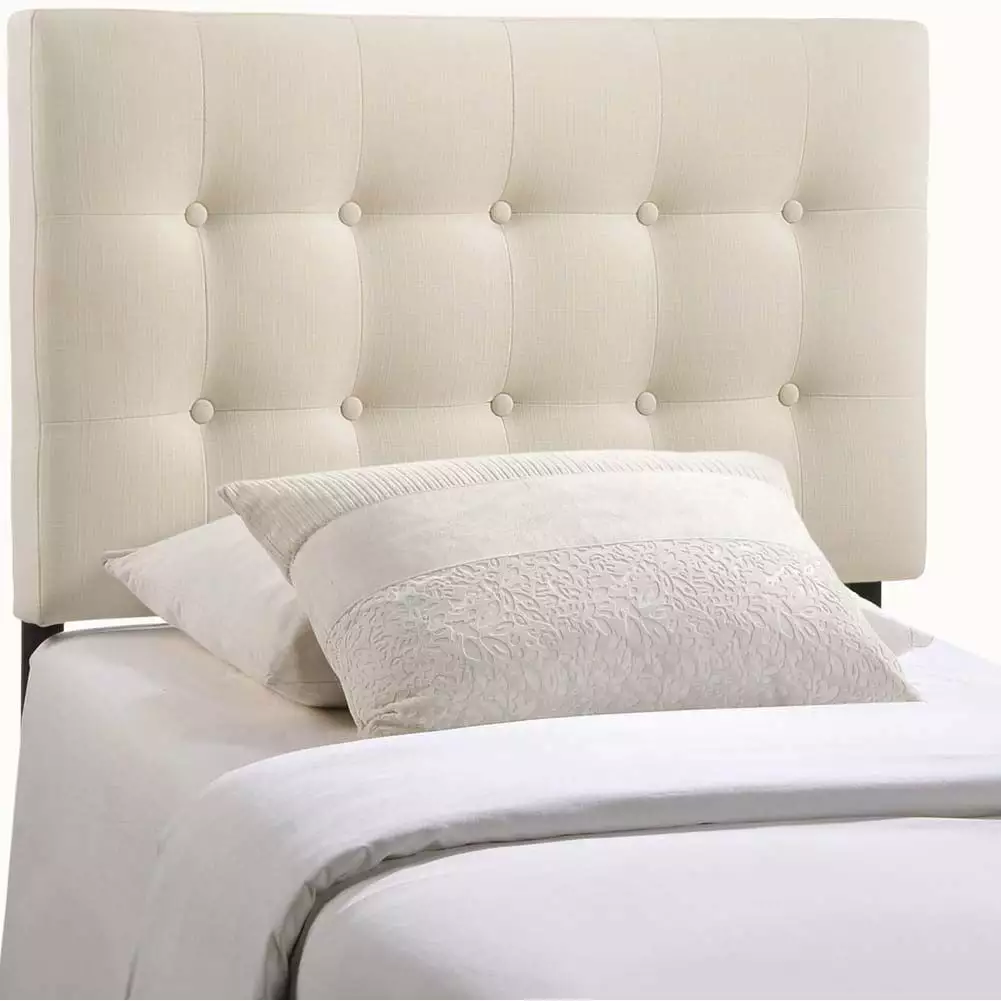 Modway Emily Twin Upholstered Polyester Fabric Headboard in Ivory