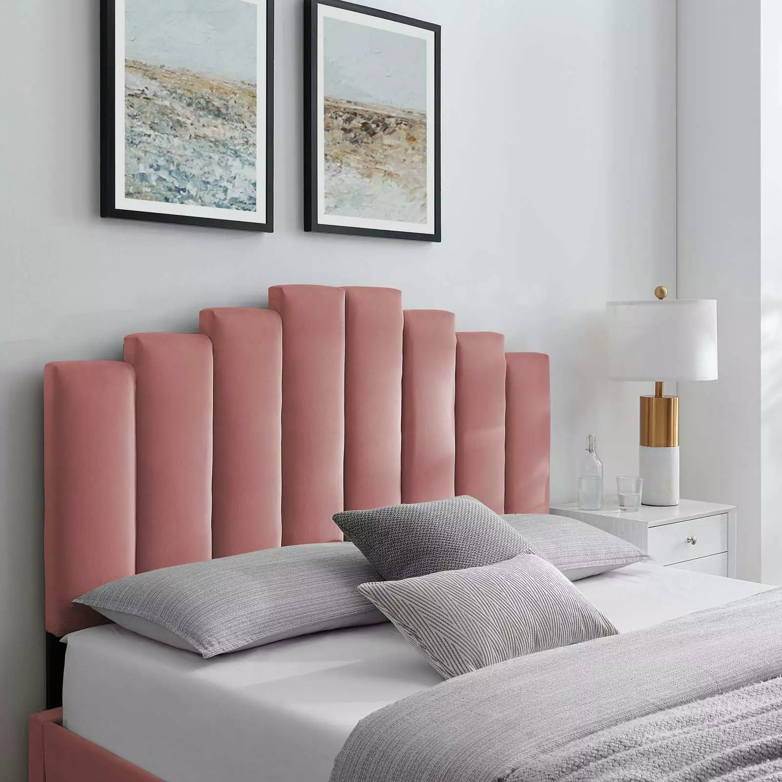 Modway Noelle Performance Velvet Twin Headboard in Dusty Rose