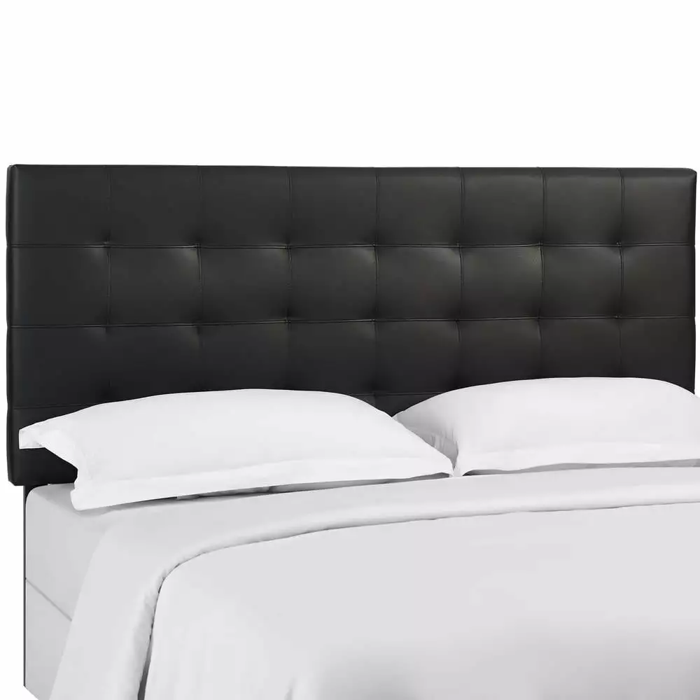 Modway Paisley Tufted Full / Queen Upholstered Faux Leather Headboard in Black