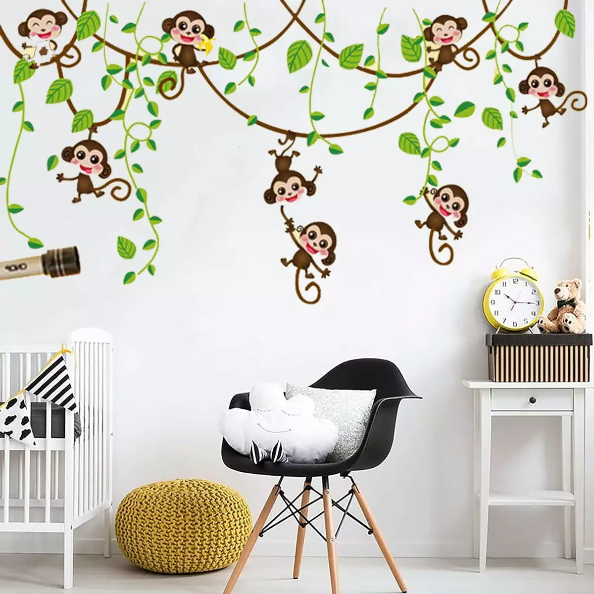 Monkey Climbing Tree Wall Decals Jungle Animals Wall Stickers Kids Room Baby Nursery Bedroom Wall Decor