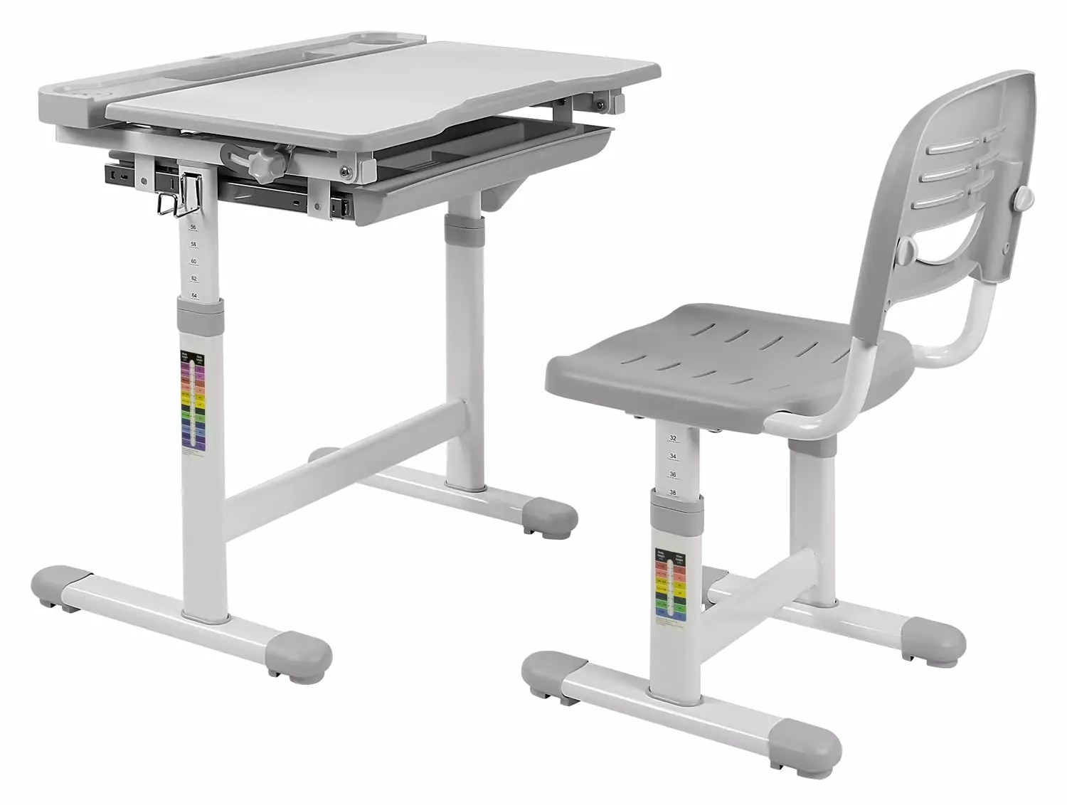 Mount-It! Height Adjustable Child's Desk and Chair Set | Grey