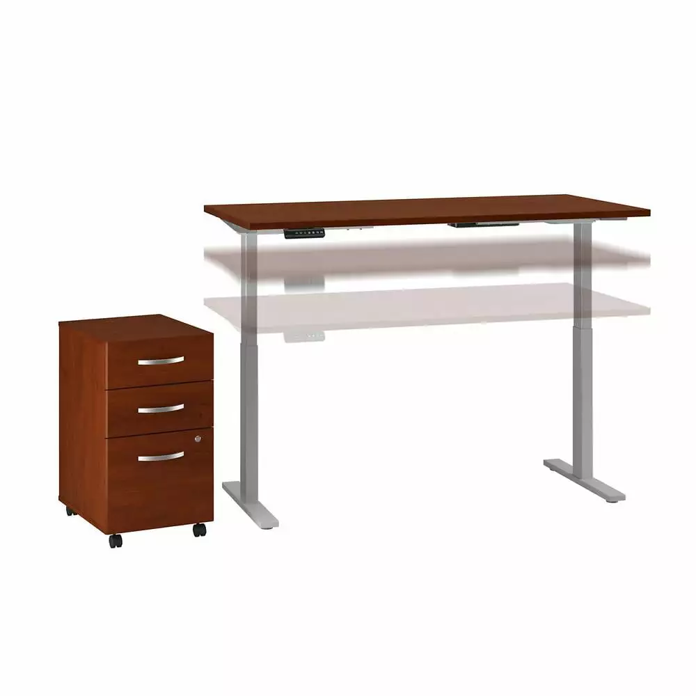 Move 60 Series 60W x 30D Adjustable Desk Set in Hansen Cherry - Engineered Wood