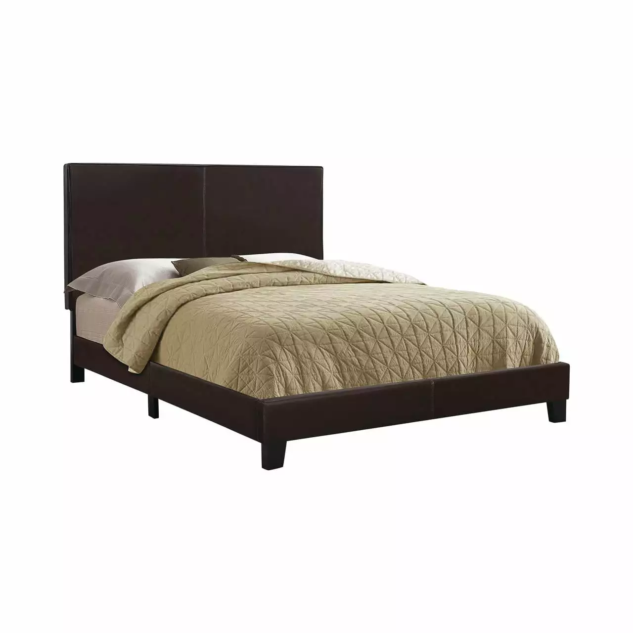 Muave Full Upholstered Platform Bed. Dark Brown