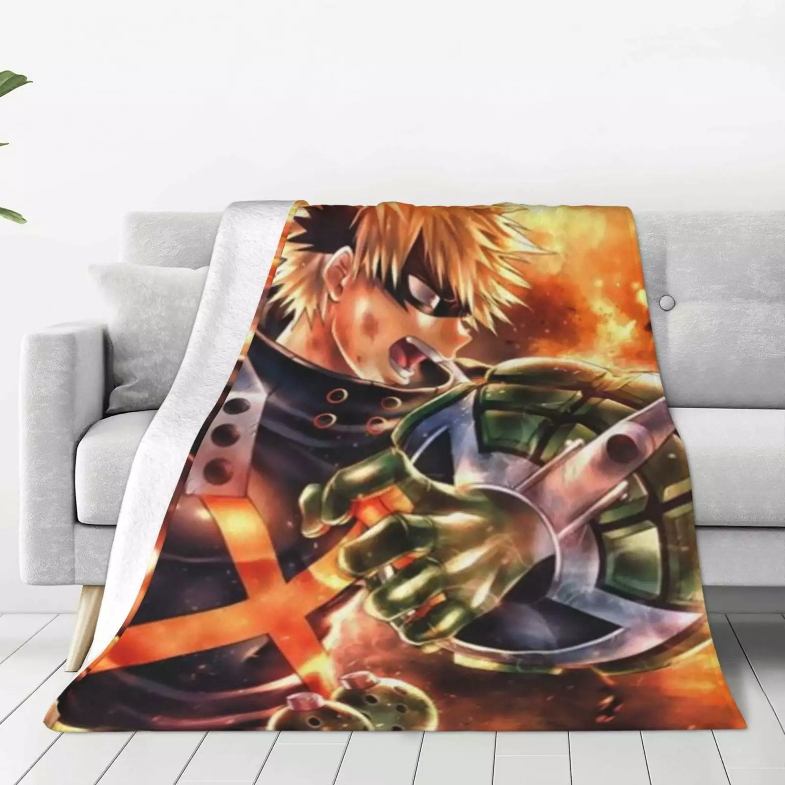 My Hero Academia Bakugo Katsuki Throw Blanket Couch Bed Sofa Soft Lightweight Warm Cozy Flannel Fleece Bed Blanket For Kids Adults Gift Multiple Sizes Available 40X30