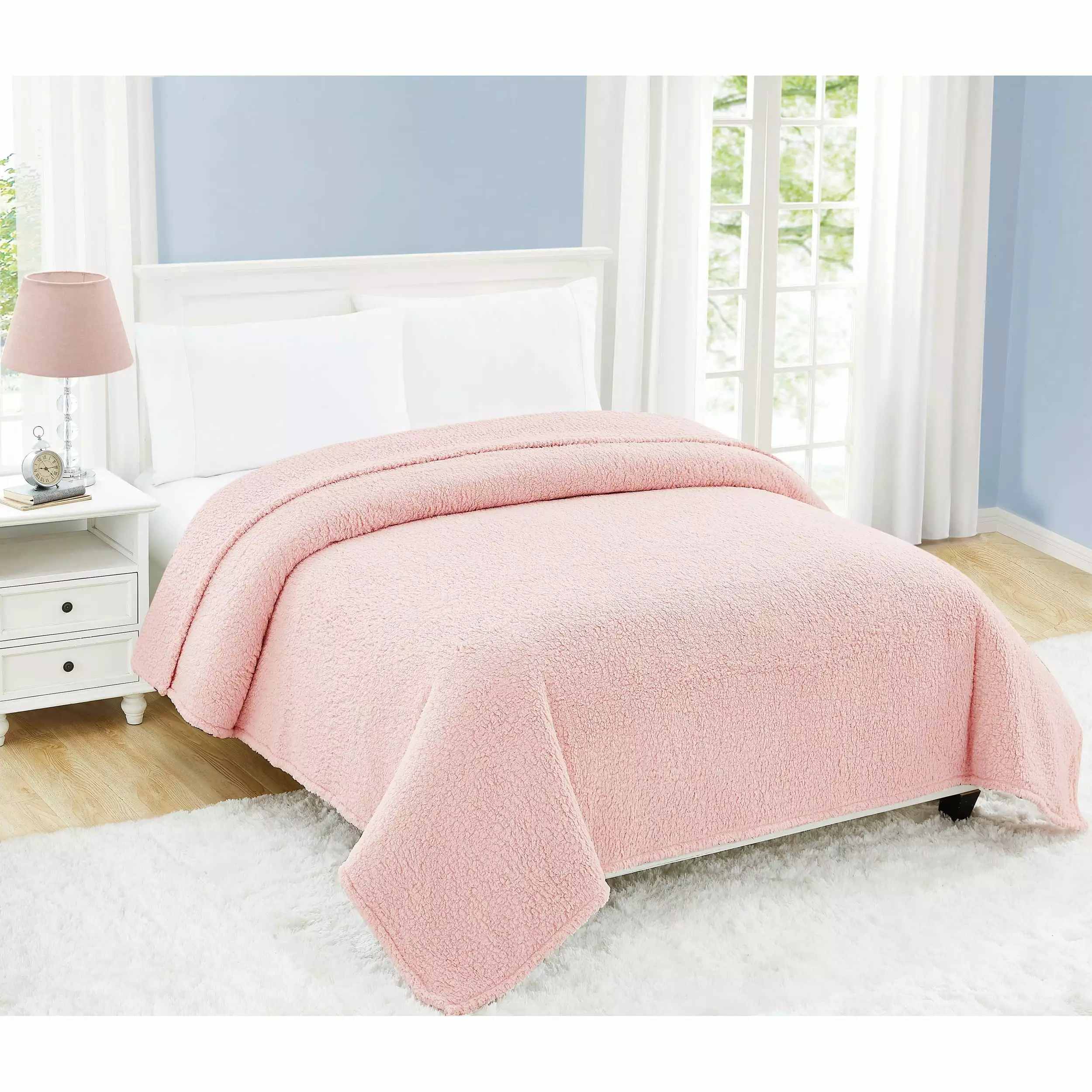 My World Cloud Sherpa Twin XL Blanket in Blush