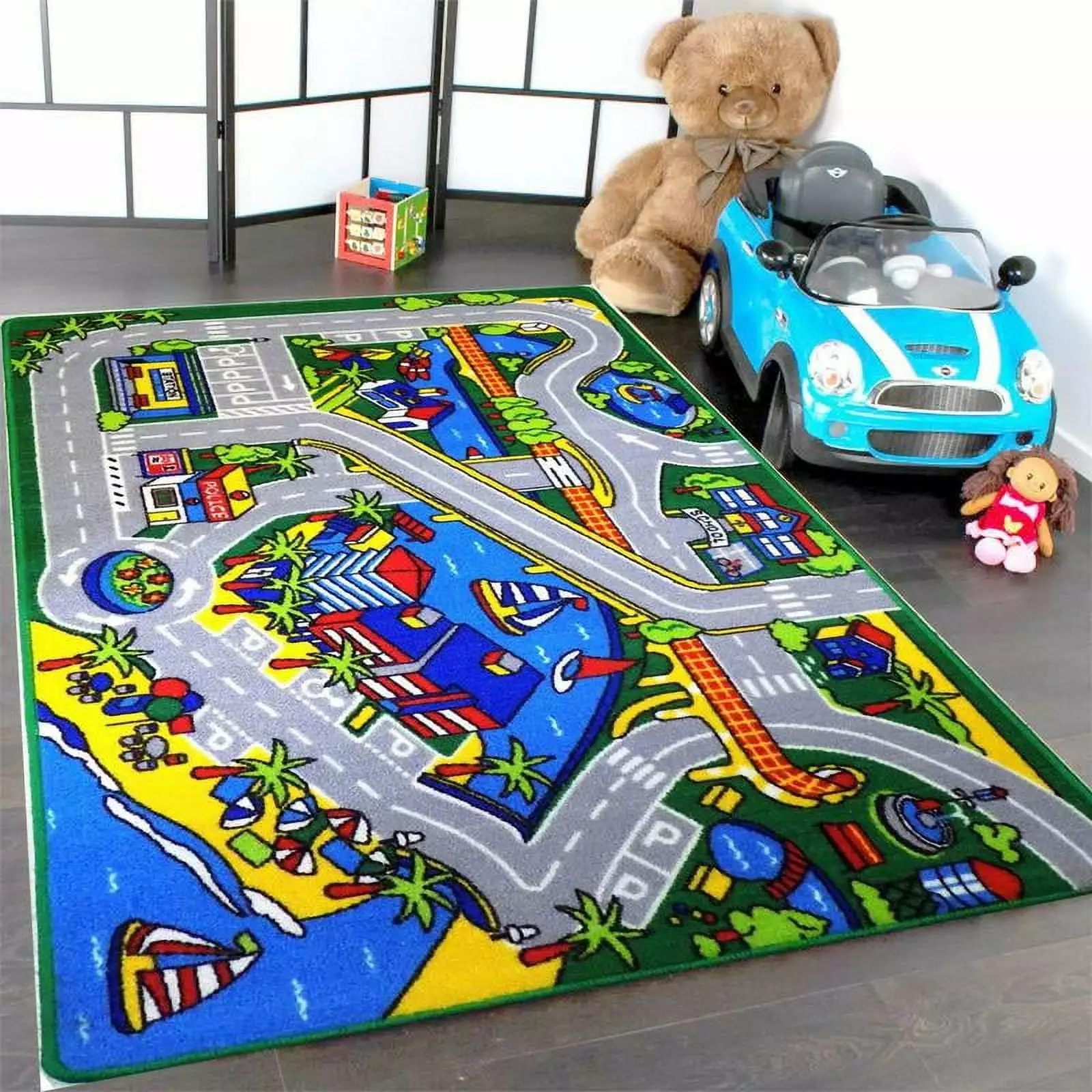 Mybecca Kids Rug Harbor Area Rug 5' x 7' Children Area Rug for Playroom & Nursery - Non Skid Gel Backing (59 x 82)