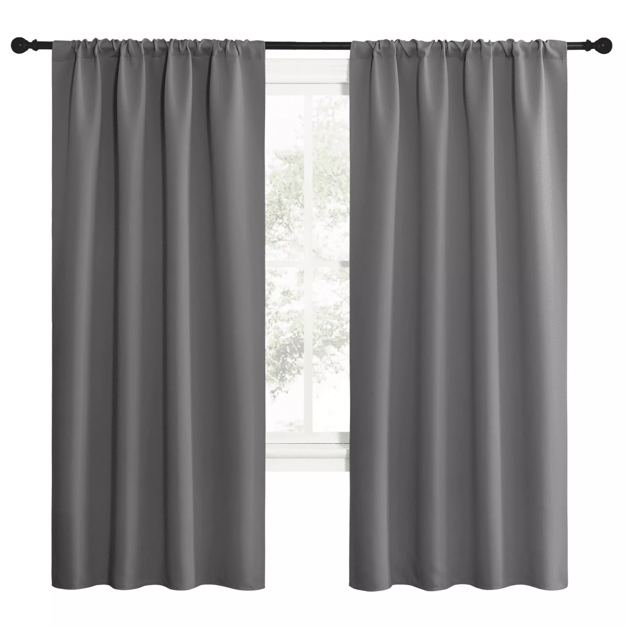 NICETOWN Thermal Insulated Curtains for Bedroom Rod Pocket Curtains Drapes. 42x72. Grey. 2 Panels