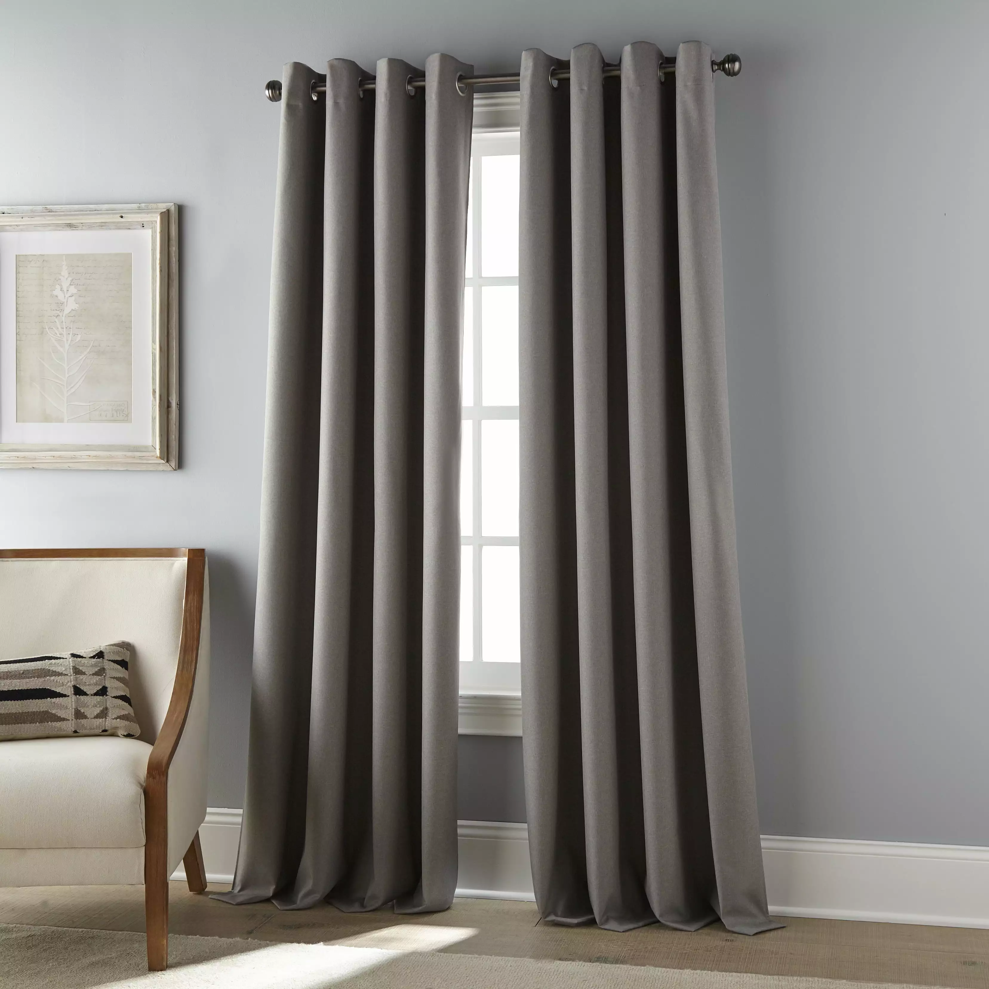 Nanshing Belissa Blackout Thermal Single Curtain Panel with Grommet Top. Grey. 54 x 84