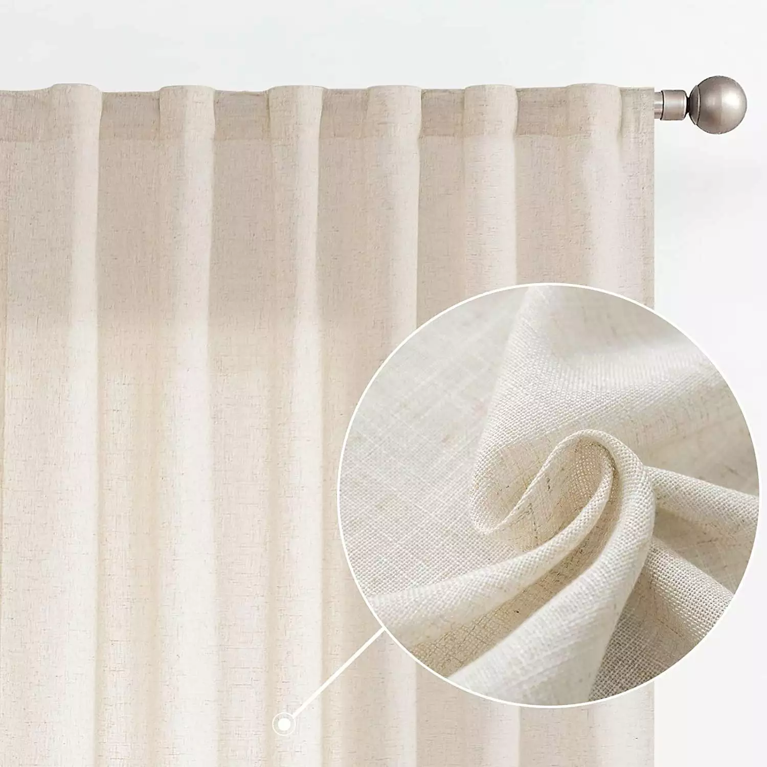 Nature Linen Curtains 84 inch Length 2 Panels Blended Drapes Rod Pocket Back Tab Beige