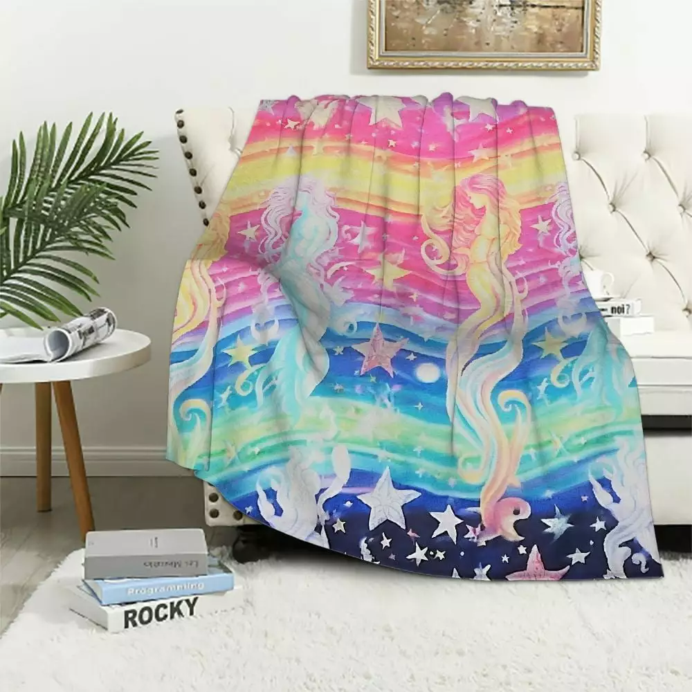 Nawypu in The Dark Blanket for Girls Soft Mermaid Throw Blanket Kids Rainbow Blankets for Couch Mermaid Gifts for Kids Birthday Christmas