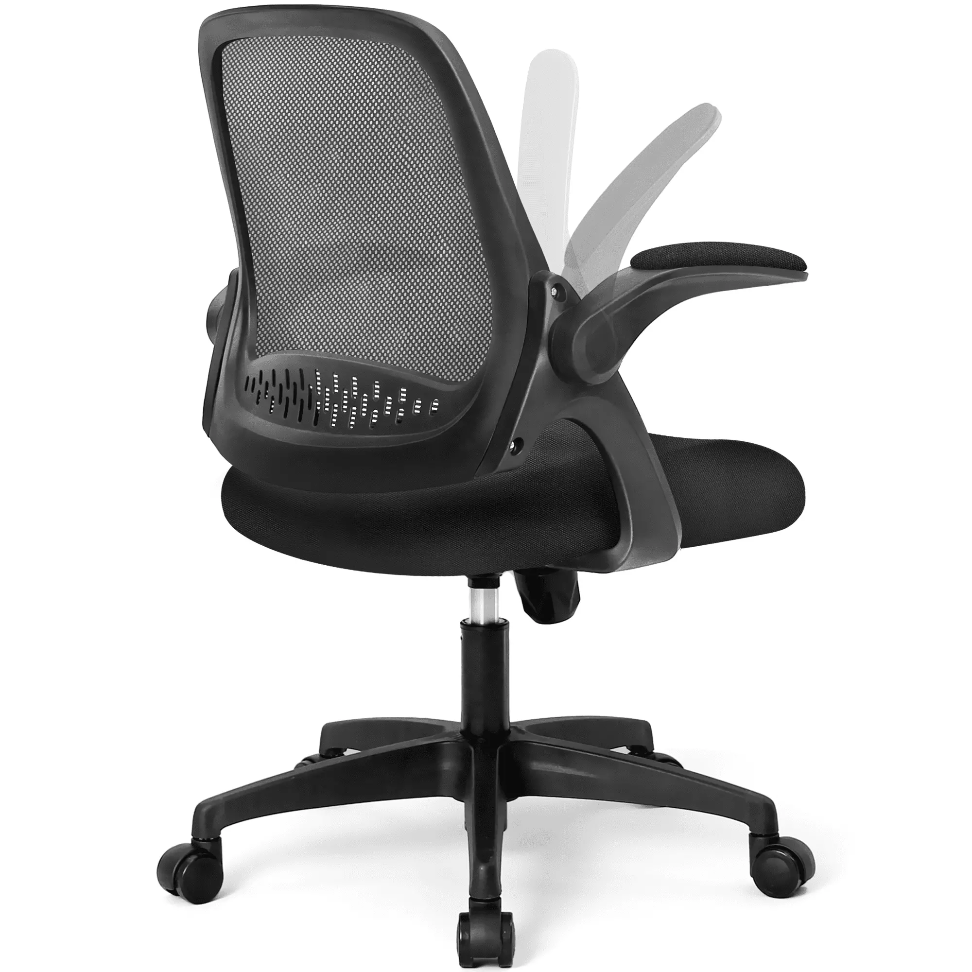 Neo Chair Adjustable Office Chair with Flip-up Padded Armrest Ergonomic Back Support. Black