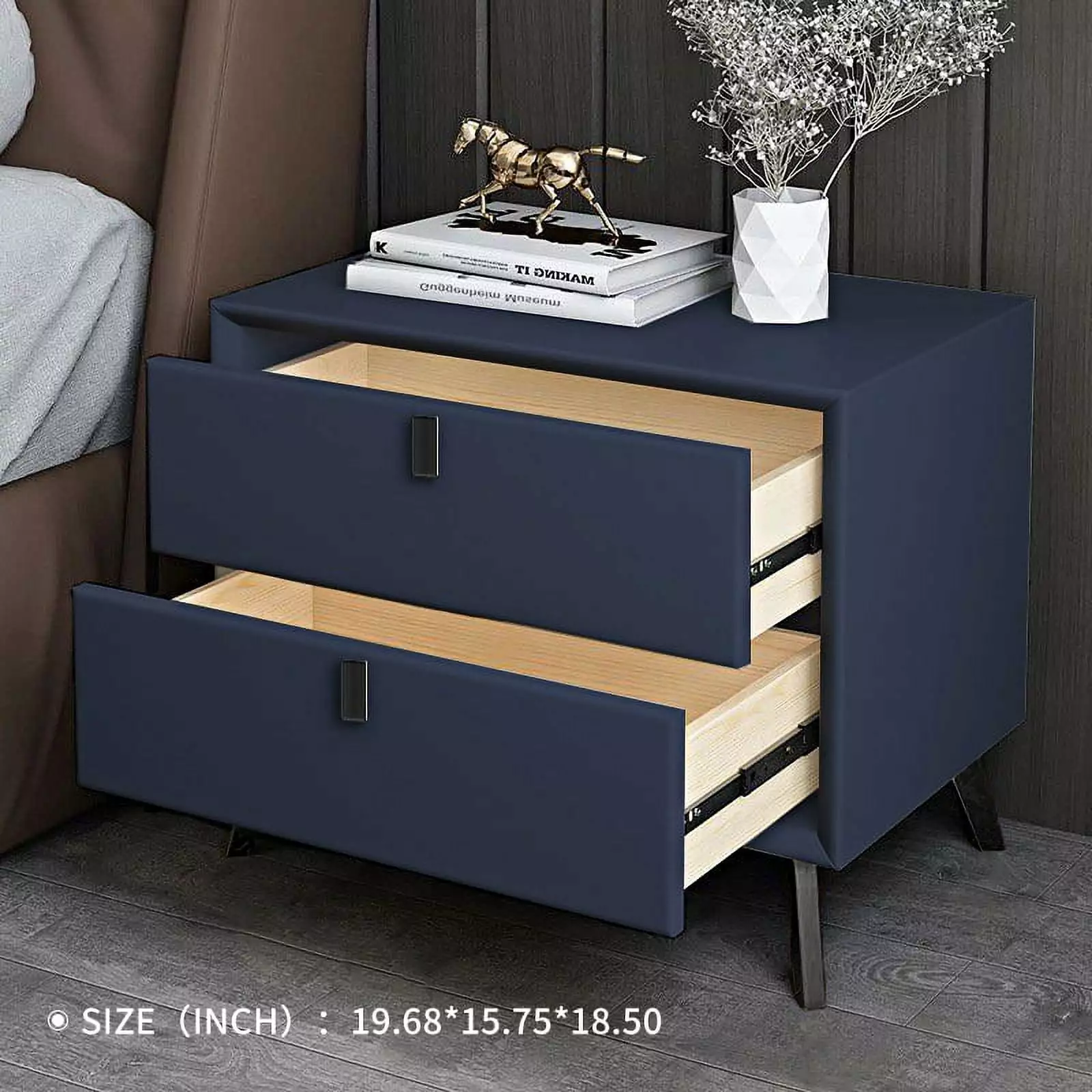 Nesuncia High Quality Large Nightstand With 2 Drawers Solid Wood Non-toxic Perfect for kids or infant