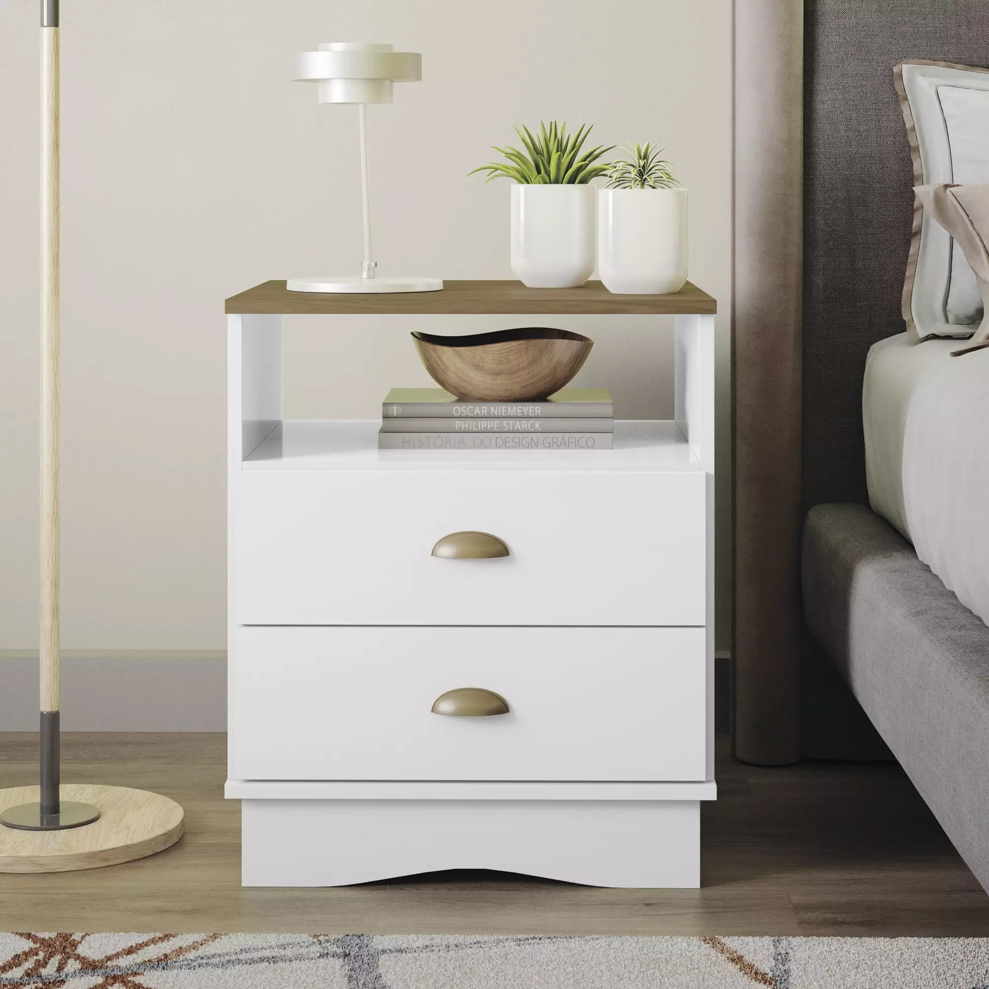 New Providence 2 Drawer Night Stand with Niche