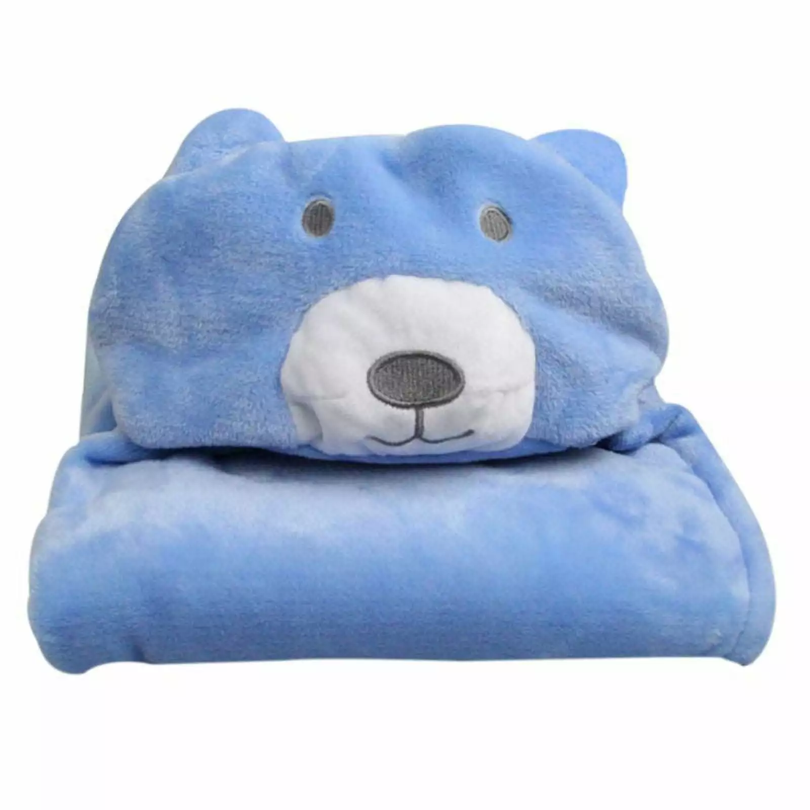 Newborn Baby Infant Soft Flannel Cartoon Bear Hooded Blanket Bath Towel Blue