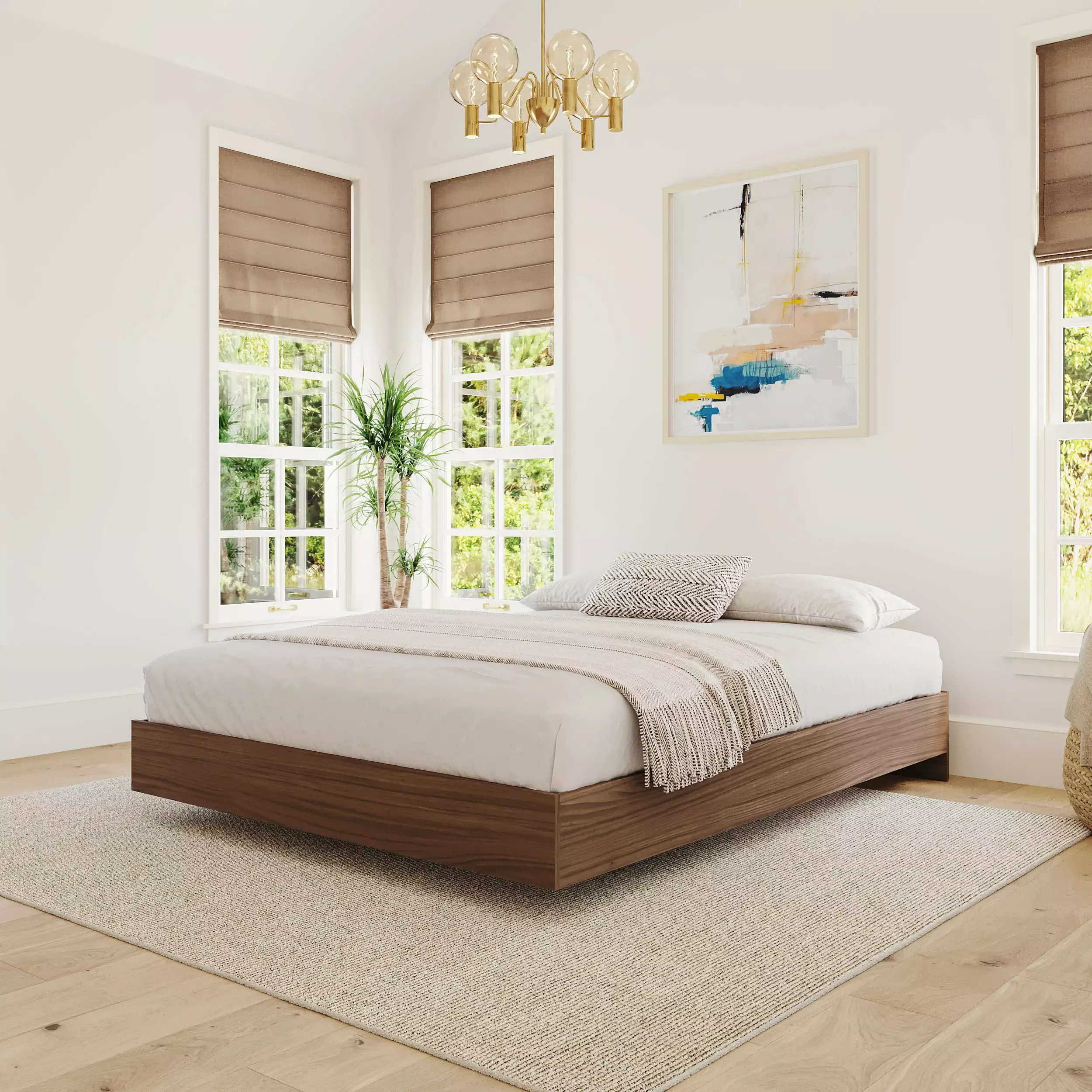 Nexera Full Size Platform Wood Bed Frame. Walnut