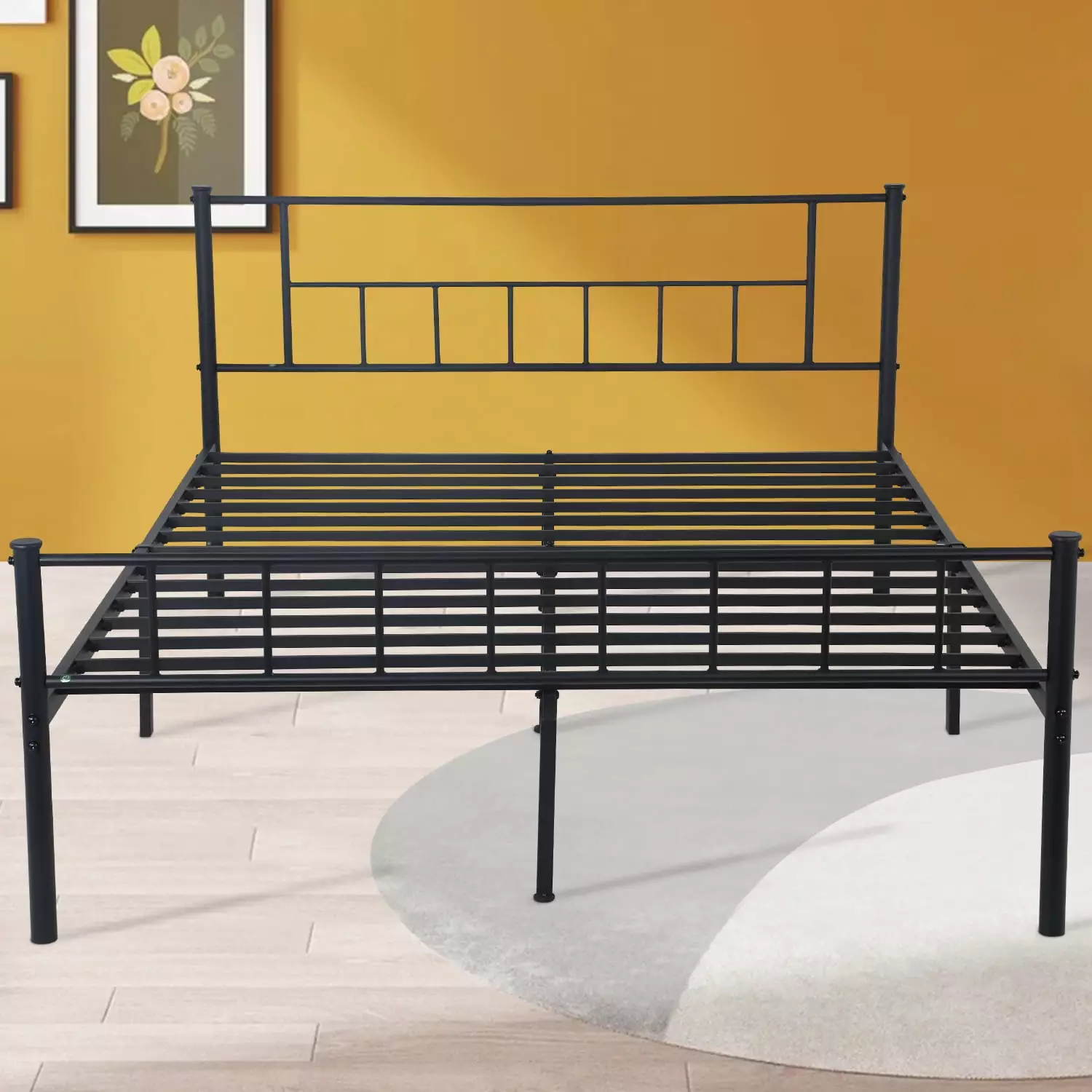 NiamVelo Metal Platform Bed Frame Mattress Foundation Heavy-Duty Steel Slat Noise-Free Support with Headboard & Foot board NO Boxing Spring Needed. King