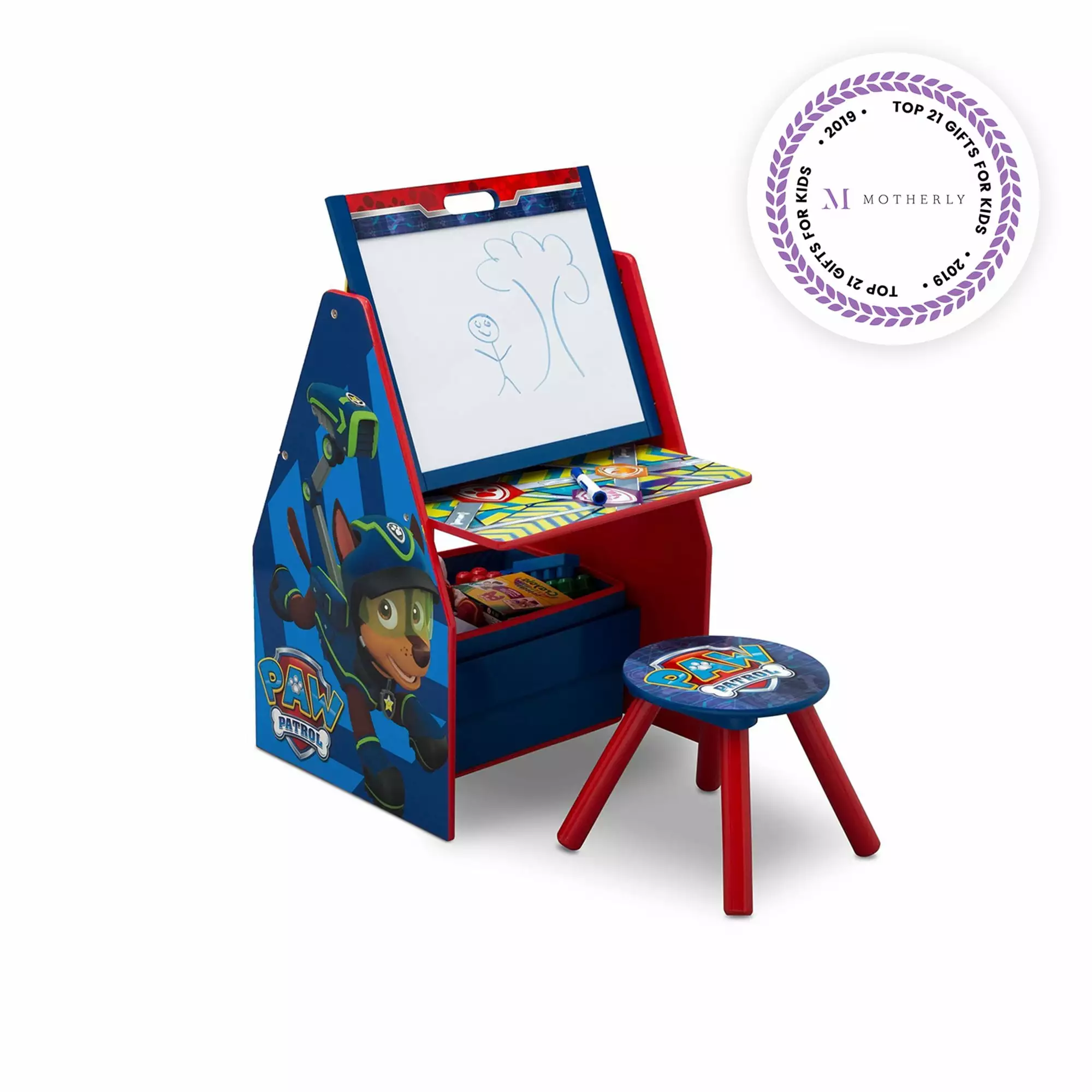 Nick Jr. PAW Patrol Deluxe Kids Art Table. Easel. Desk. Stool & Toy Organizer by Delta Children. Greenguard Gold Certified