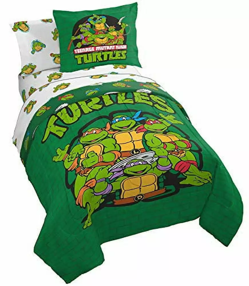 Nickelodeon Teenage Mutant Ninja Turtles Green Bricks 7 Piece Full Bed Set