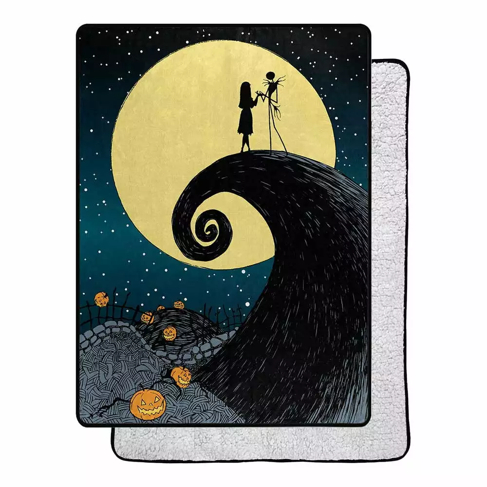 Nightmare Before Christmas Starry Night Silk Touch Sherpa Blanket Twin Size