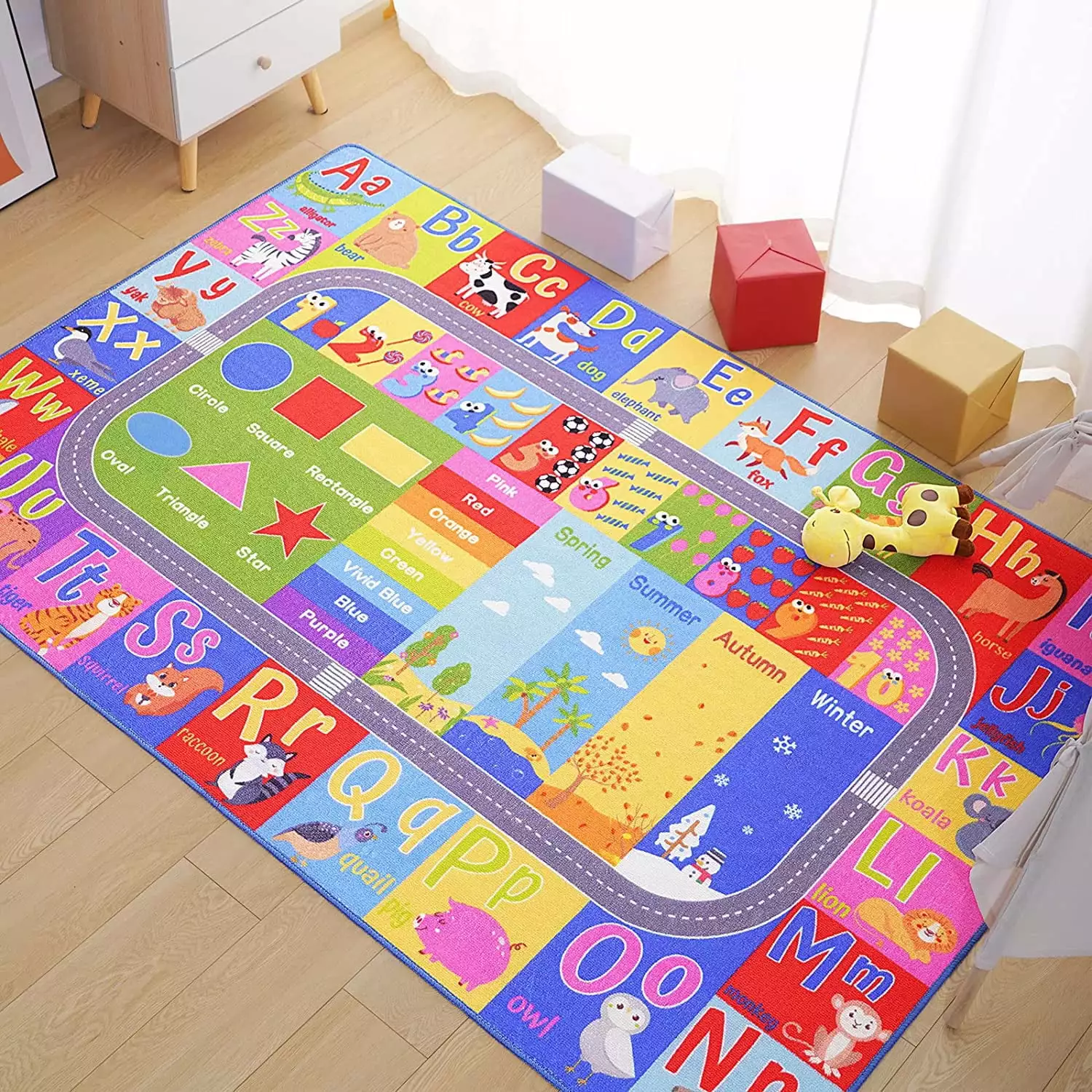 Noahas Kids Play Rug ABC Educational Area Rug. Alphabet Numbers Animal Seasons and Shapes Learning Play Carpet for Playroom Nursery Kids Children Bedroom 3x5 ft