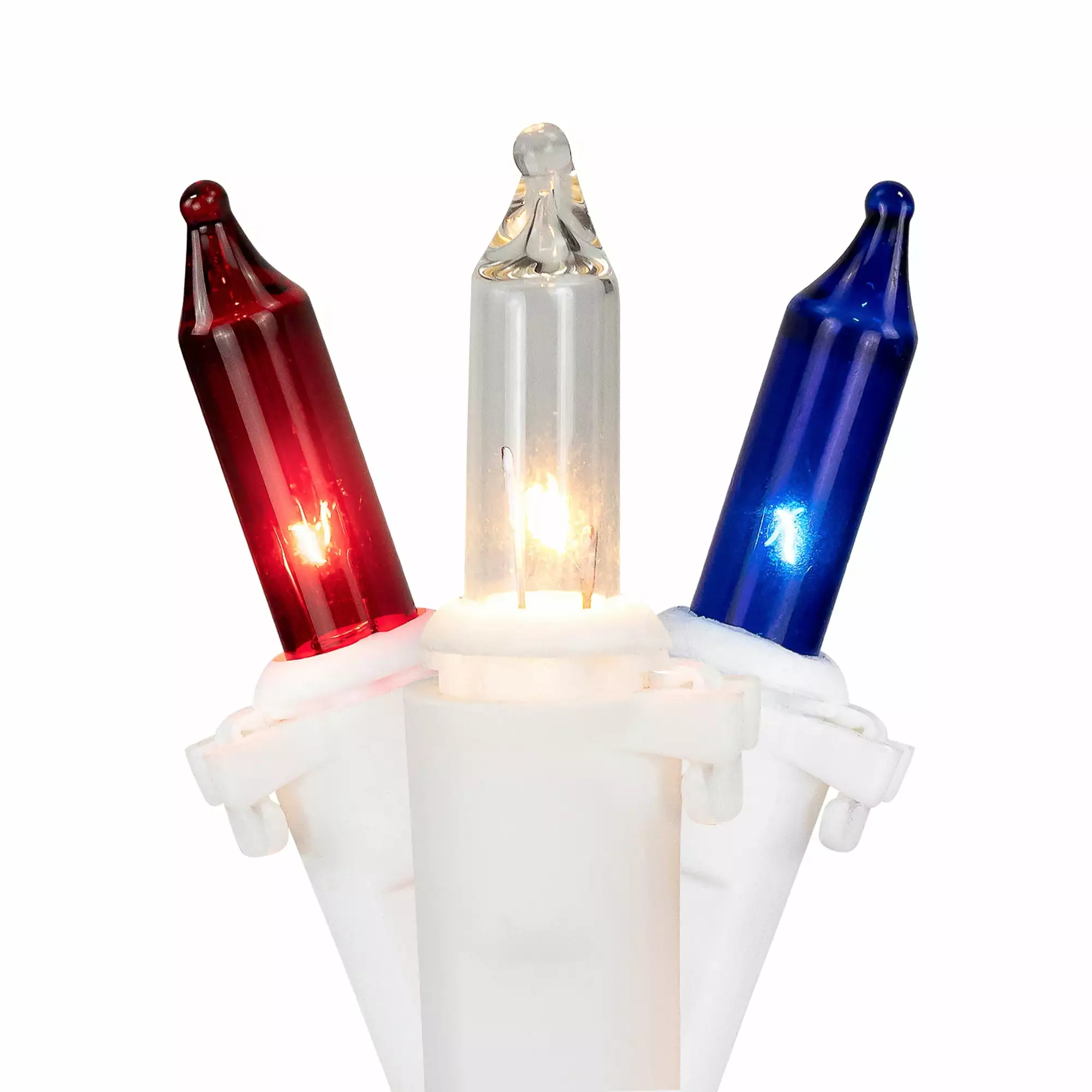 Northlight Mini Christmas Light Set - Red. White and Blue - 10' - White Wire - 50ct