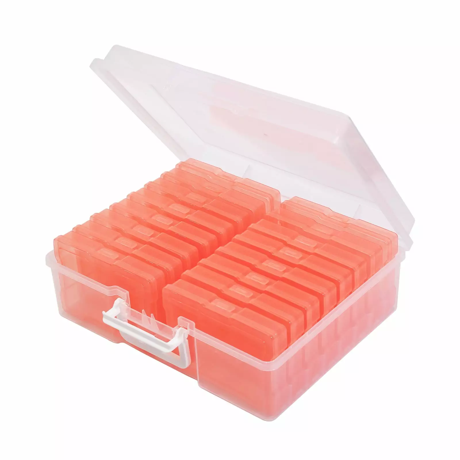 Novelinks 16 Transparent photo storage boxes for 4x6 Inch Pictures Photo Box Sticker Organizer.Orange