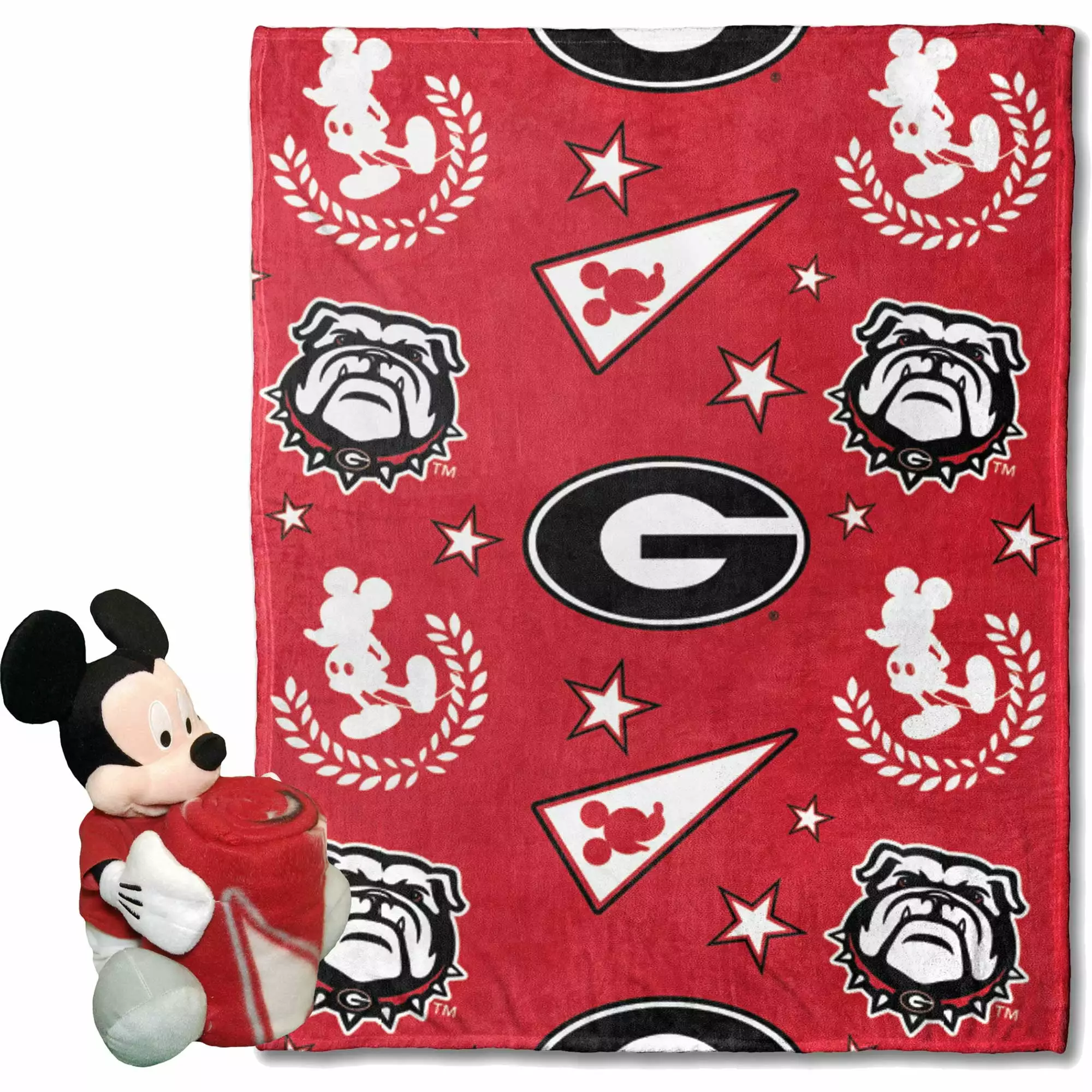 OFFICIAL NCAA Georgia & Disney's Mickey Mouse Character Hugger Pillow & Silk Touch Throw Set