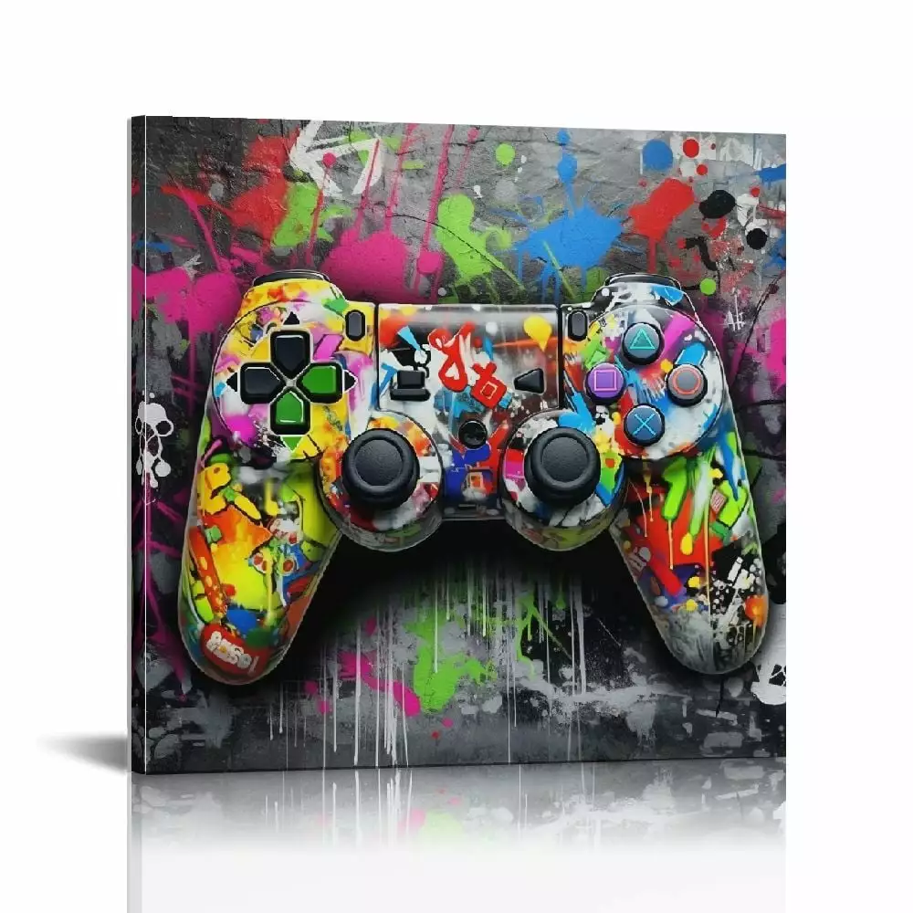 ONETECH Graffiti Canvas Wall-Art For Bedroom - Gaming Wall Art For Teen Boys - Abstract Painting Pop Art Modern Home Wall Decor Ready to Hang Size 16 x 16