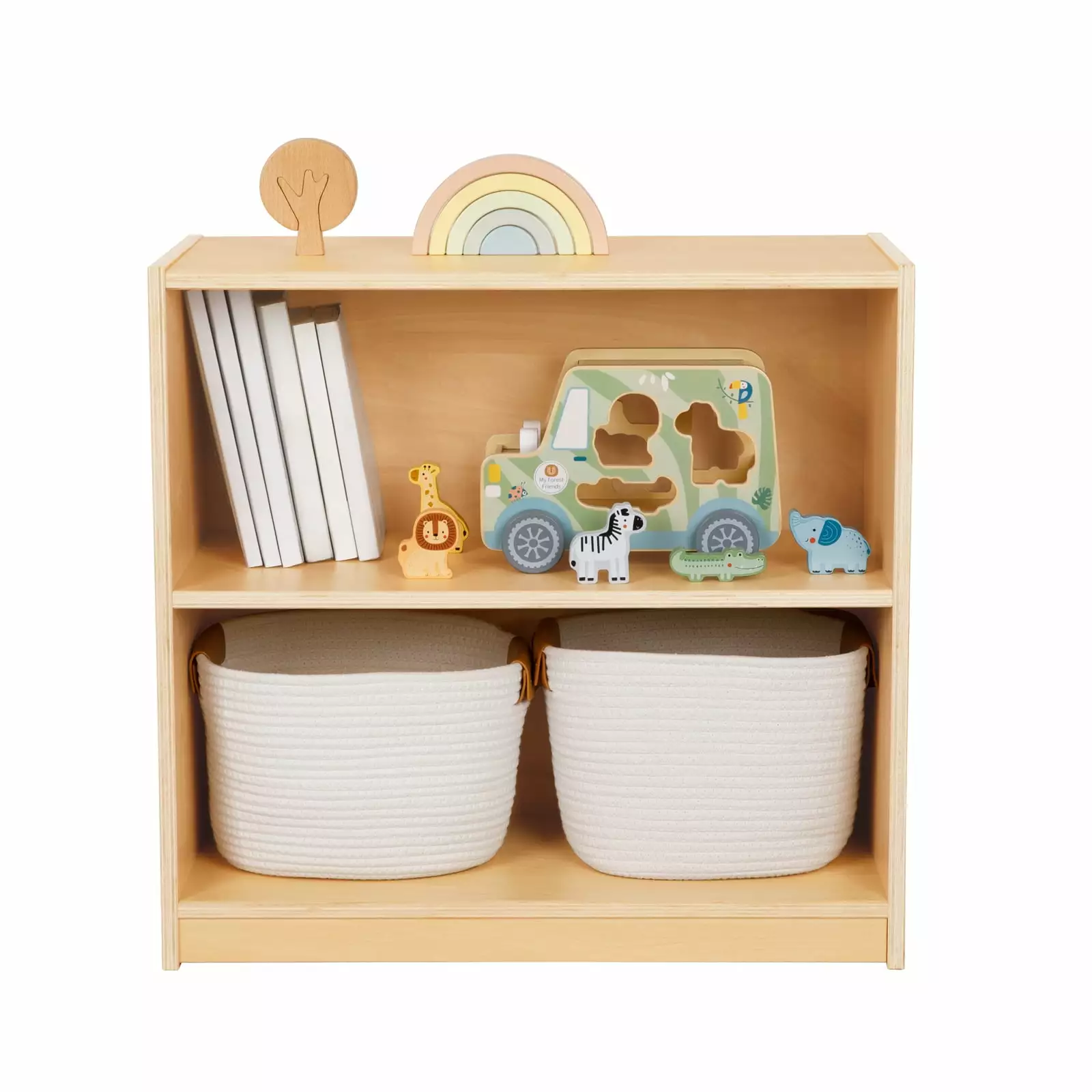 OOOK Montessori Shelf and Toy Storage. Compact Toddler Bookshelf for Small Space. Wooden Storage Cabinet Shelves and Kids Bookcase for Classroom. Kindergarten. Kids Room. Playroom.