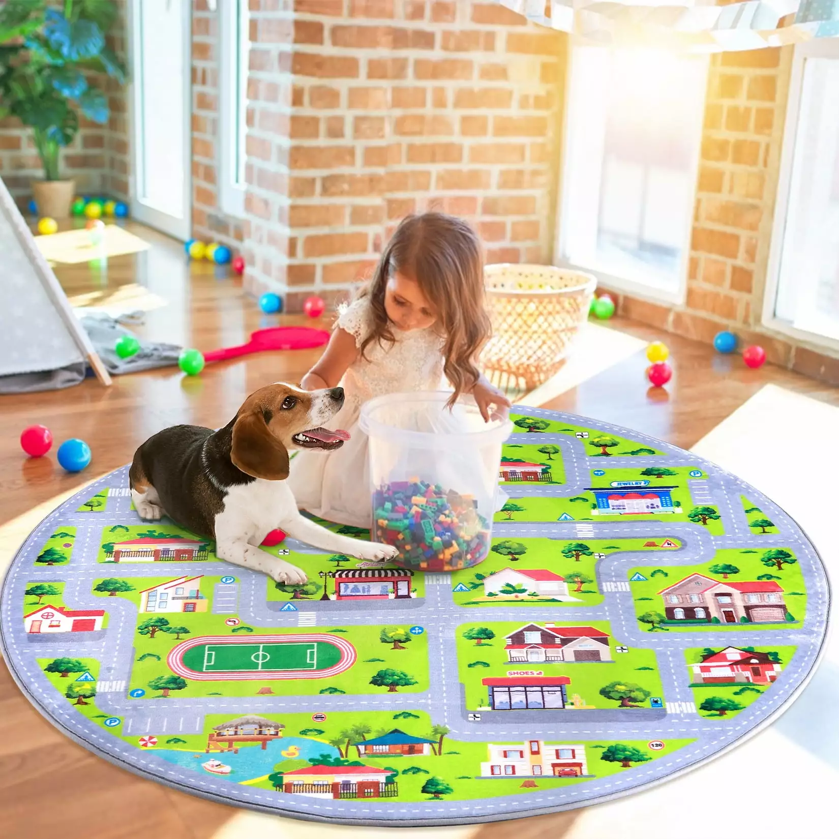 OYang Kids Carpet Playmat Rug. Non Slip City Life Rug Educational Street Rugs. Road and Traffic Carpet Soft Area Rugs