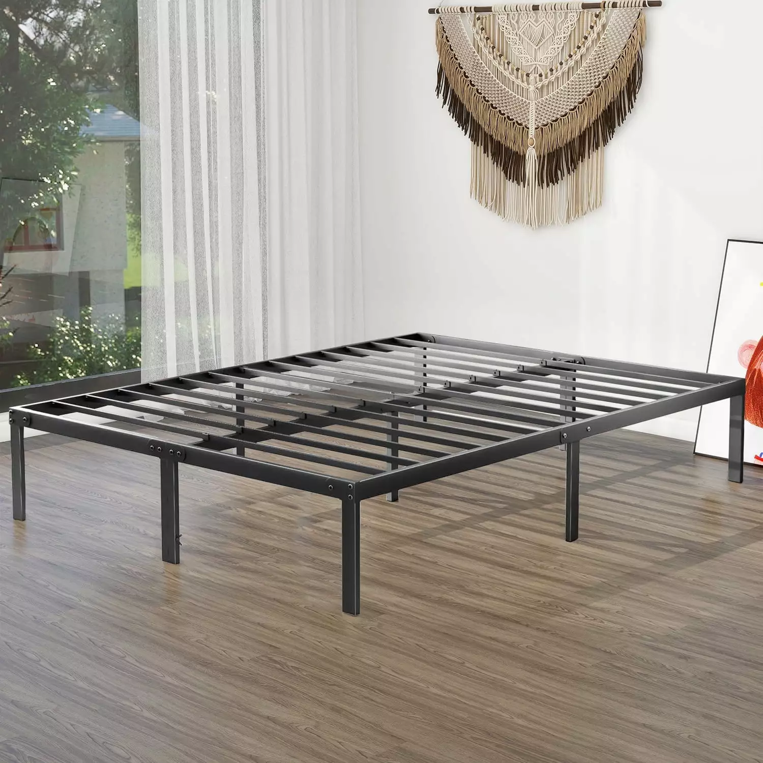 Full Size Metal Platform Bed Frame - Heavy Duty Mattress Foundation with Steel Slats Support (No Box Spring Needed)