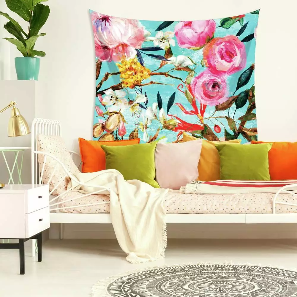 Oil Paint Floral Large Tapestry