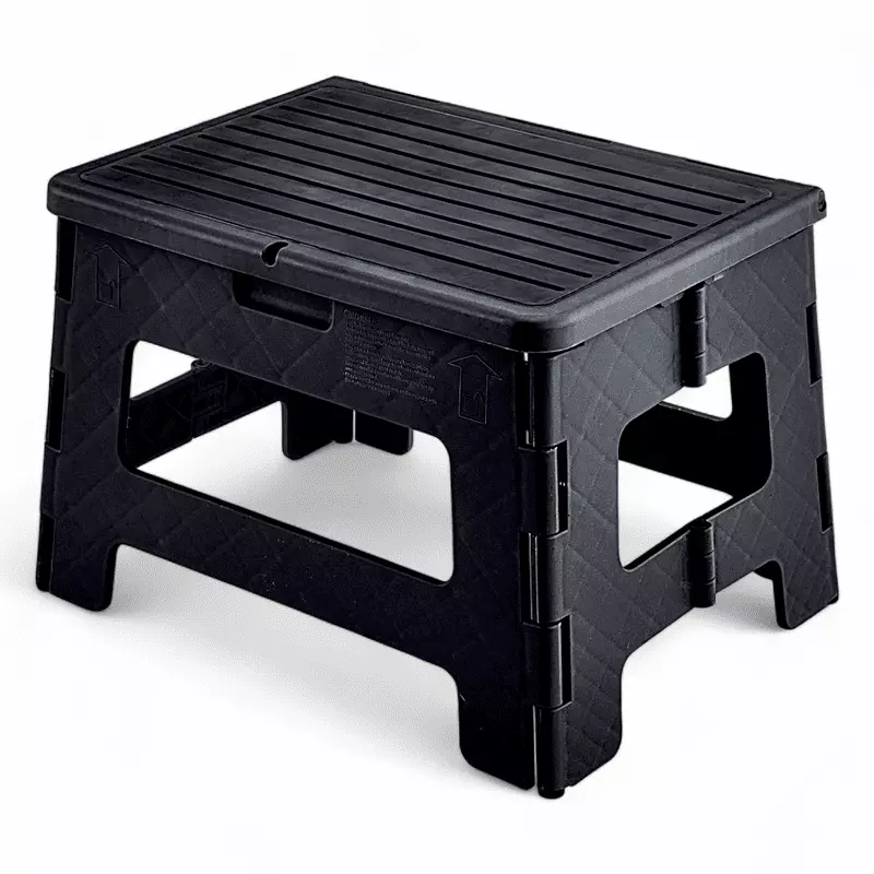 One Step Folding Stool Lightweight and Portable 300 lbs. Working Load. Black