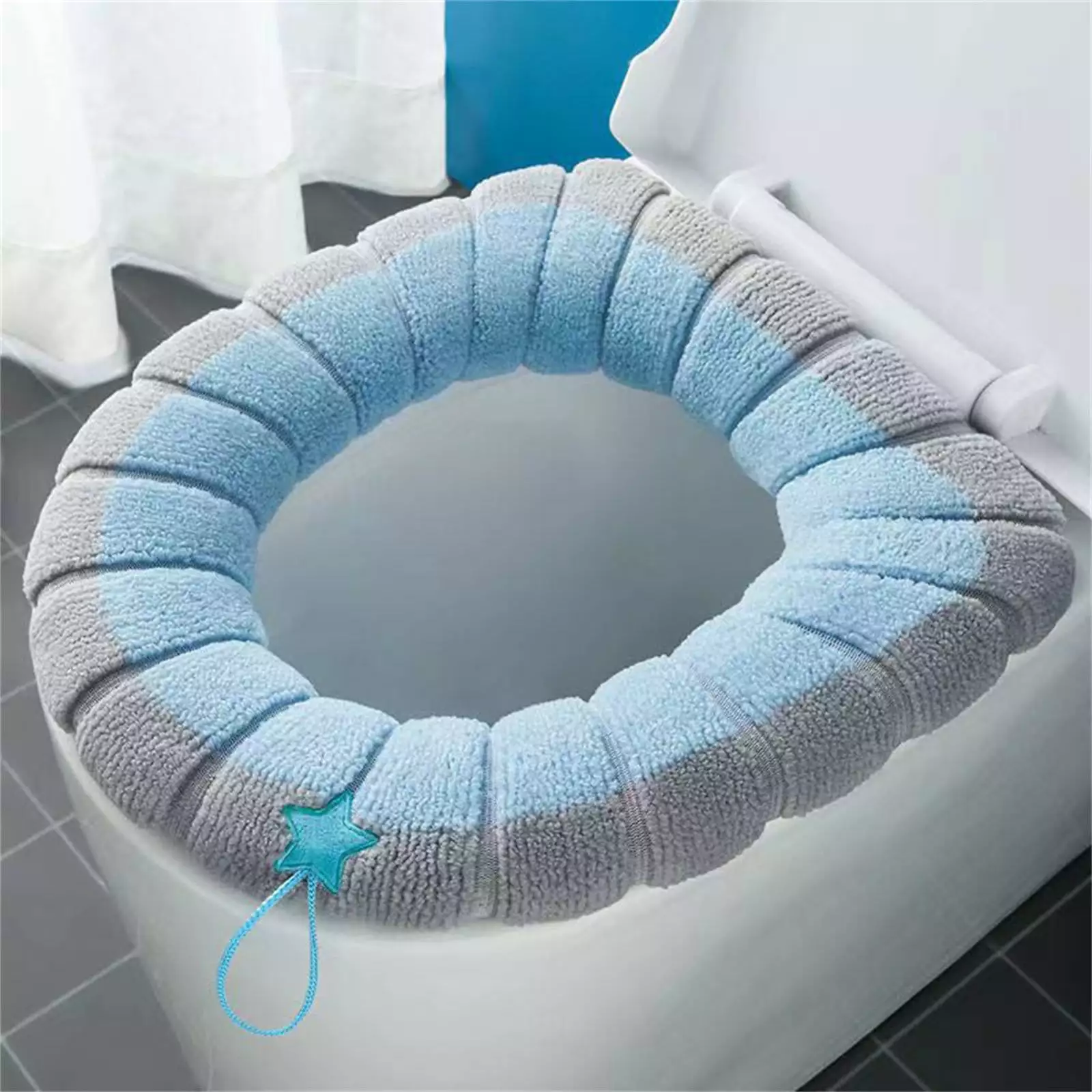 Oneshit Household Four Seasons Universal Toilet Seat Thickened With Handle Winter Toilet Ring Washable Sets Wear Knitted Toilet Seat Toilet Mat Clearance