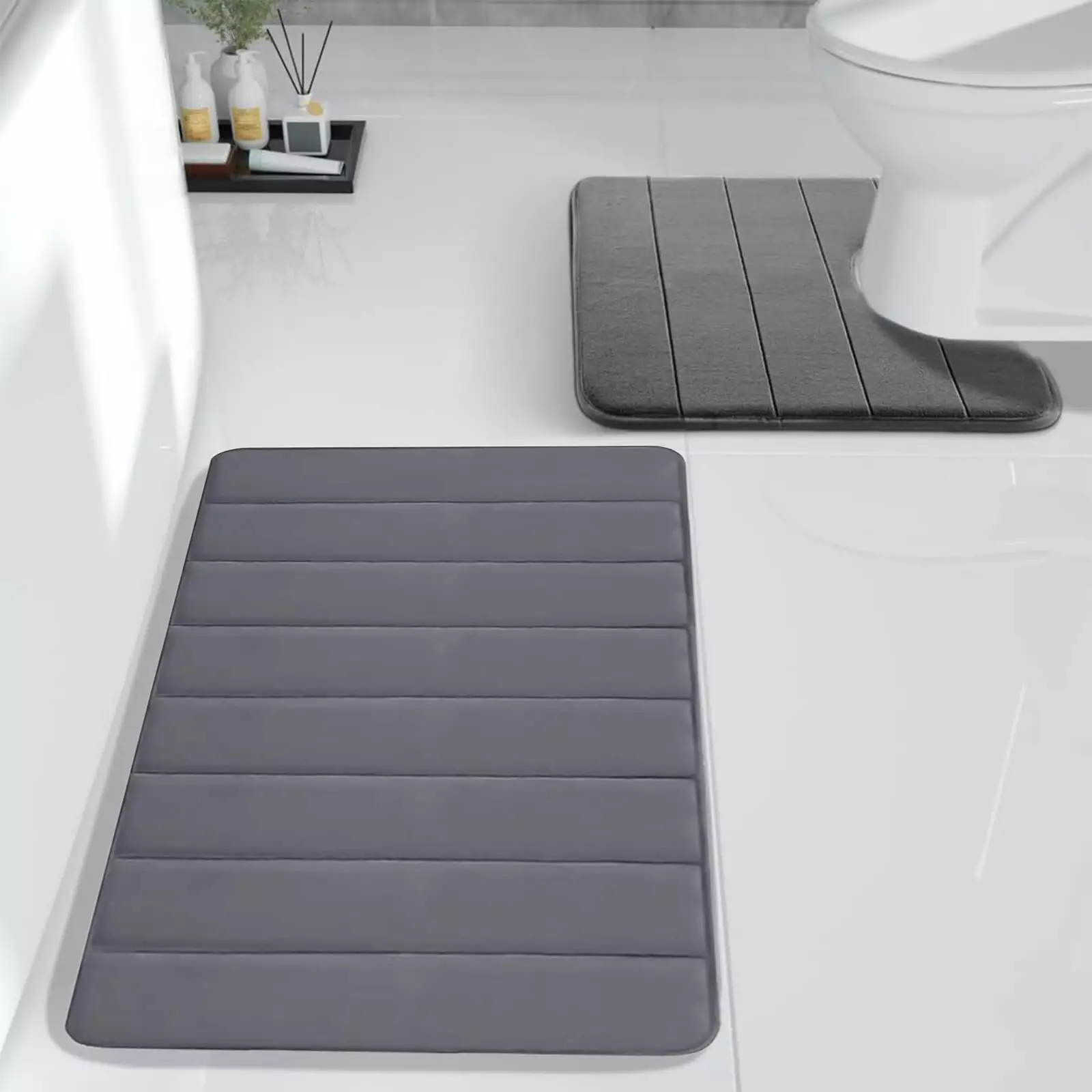 Oneshit Shower Mat Summer Clearance Memory Foam Bath Mat Set Bathroom Rugs Practical For 2 Pcs Toilet Mats Soft Comfortable Water Absorption Non-Slip Thick Machine Washable Easier To Dry DarK