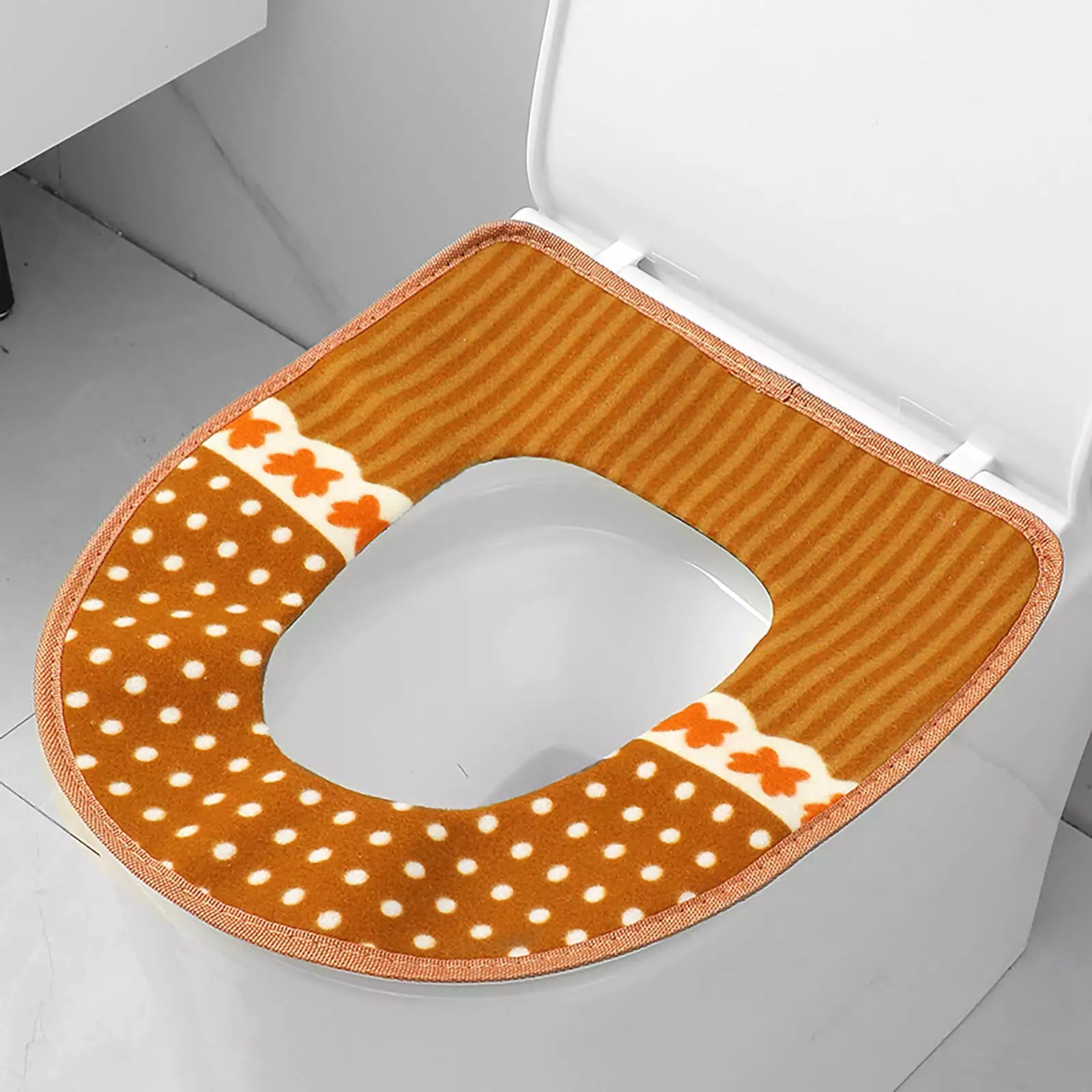 Oneshit Toilet cushion household plush zipper handle toilet seat ring Toilet Mat Clearance