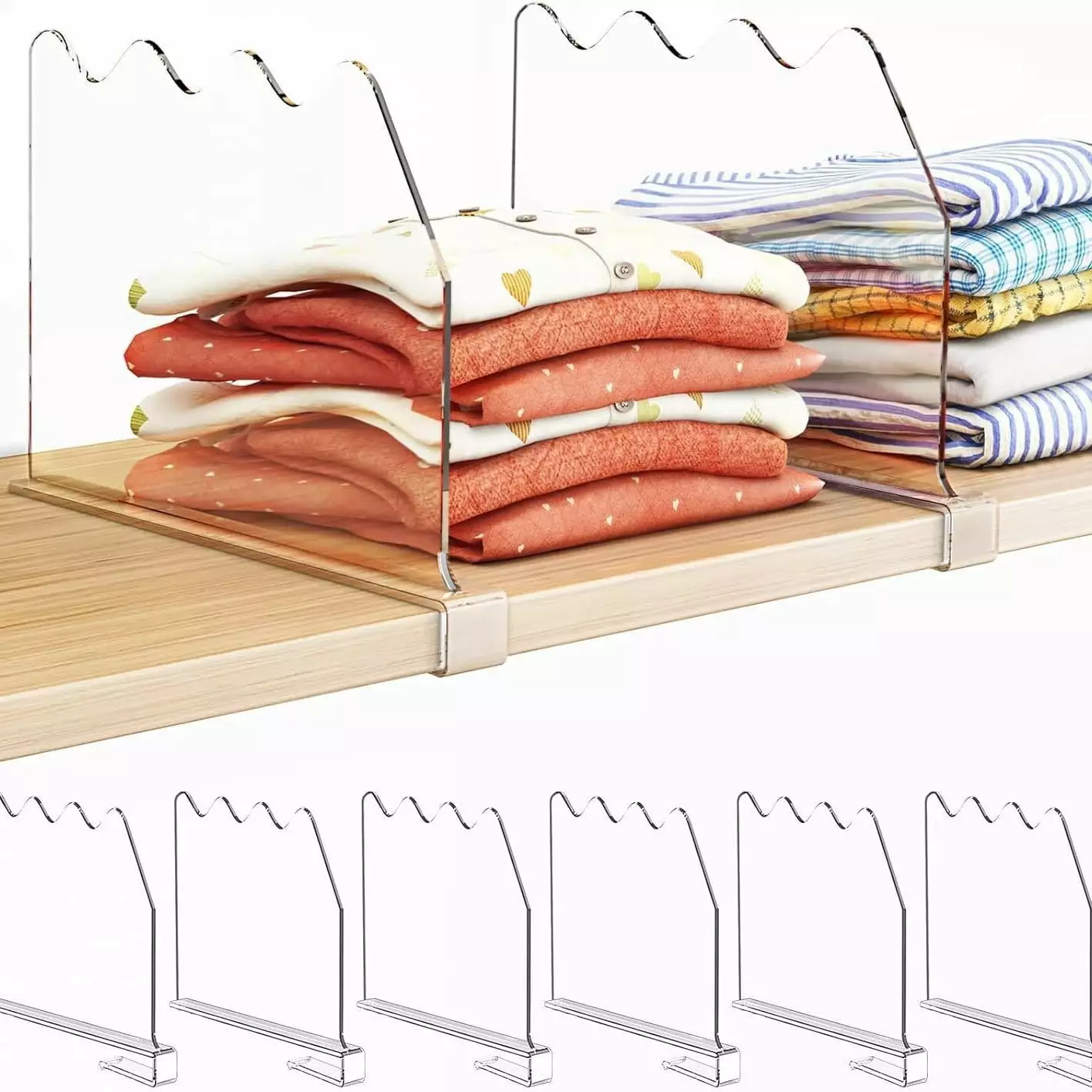 Oneshit Tools&Home Improvement on Clearance SPACEKEEPER Shelf Dividers For Closet Organization Clear Closet Shelf Divider For Clothes Purses Separators Wood Shelves Organizer For Bedroom White