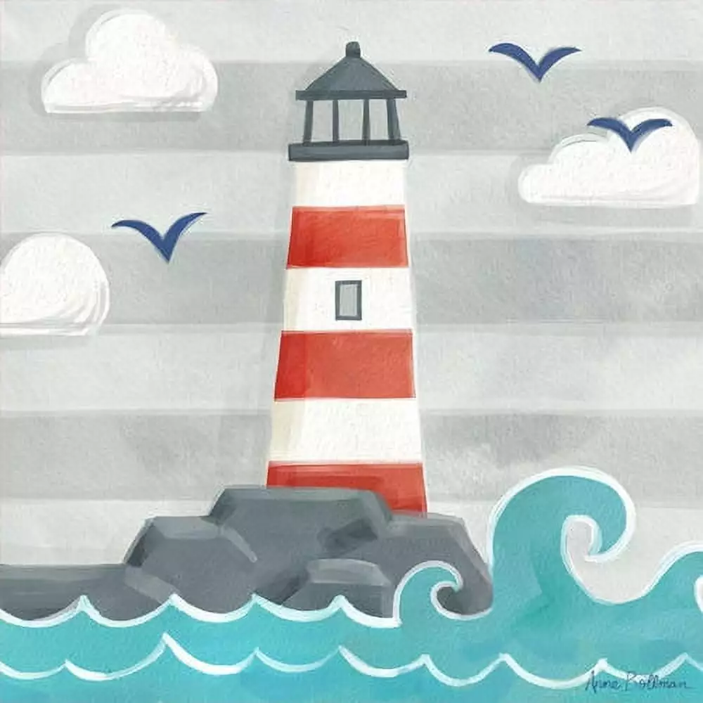 Oopsy Daisy's Let's Set Sail Lighthouse Canvas Wall Art. 10x10