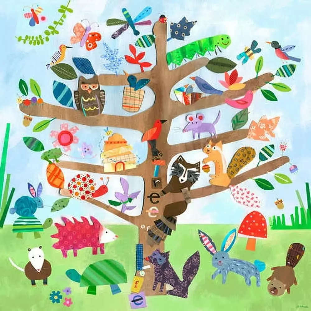 Oopsy Daisy's Tree of Life- Critters Canvas Wall Art. 14x14