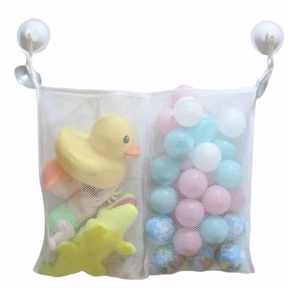 Original Tub Cubby Bath Toy Storage - Hanging Bath Toy Holder. with Suction & Adhesive Hooks. 13.8x17.7 Mesh Net Shower Caddy for Kids Bathroom Decor. Bedroom & Car Toy Organizer