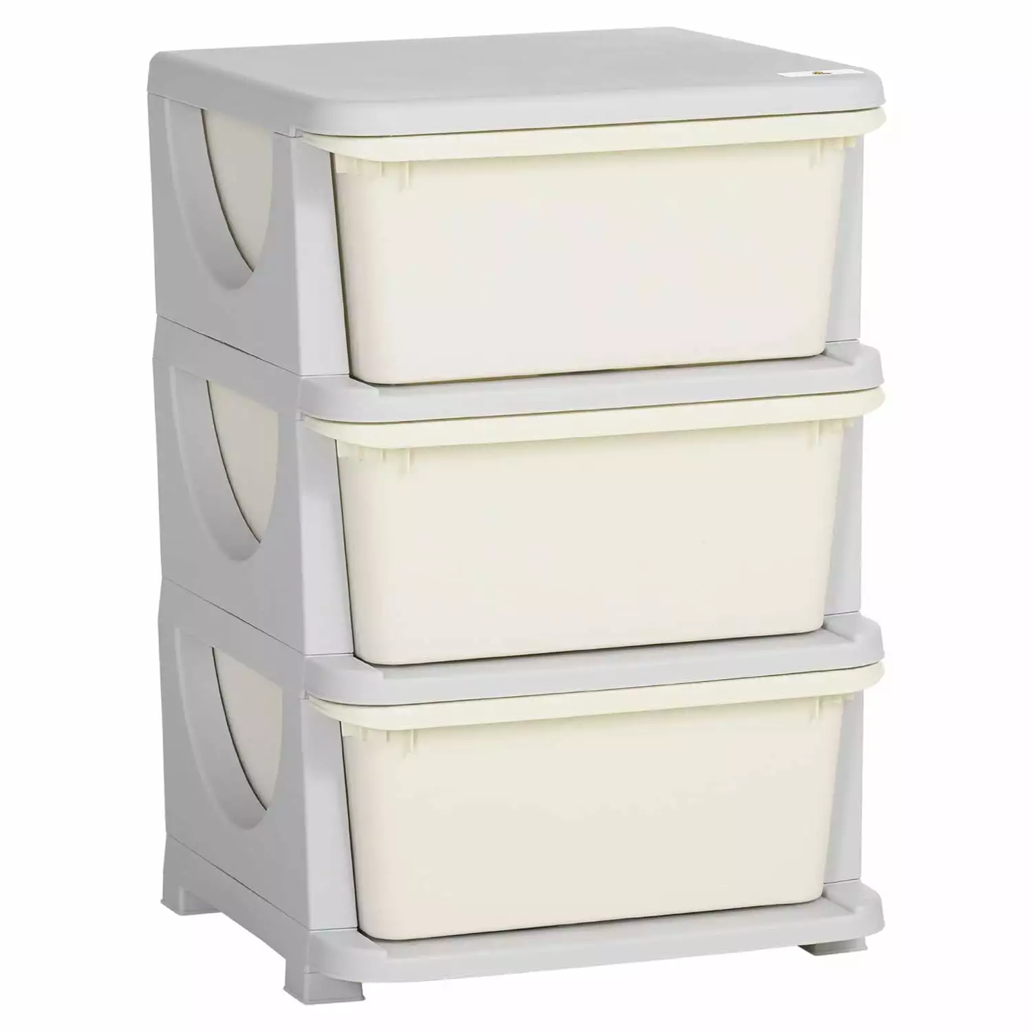 Oufan 3 Tier Kids Storage Unit Dresser Tower with Drawers Chest Toy Organizer for Bedroom Nursery Kindergarten Living Room for Boys Girls Toddlers. Cream White