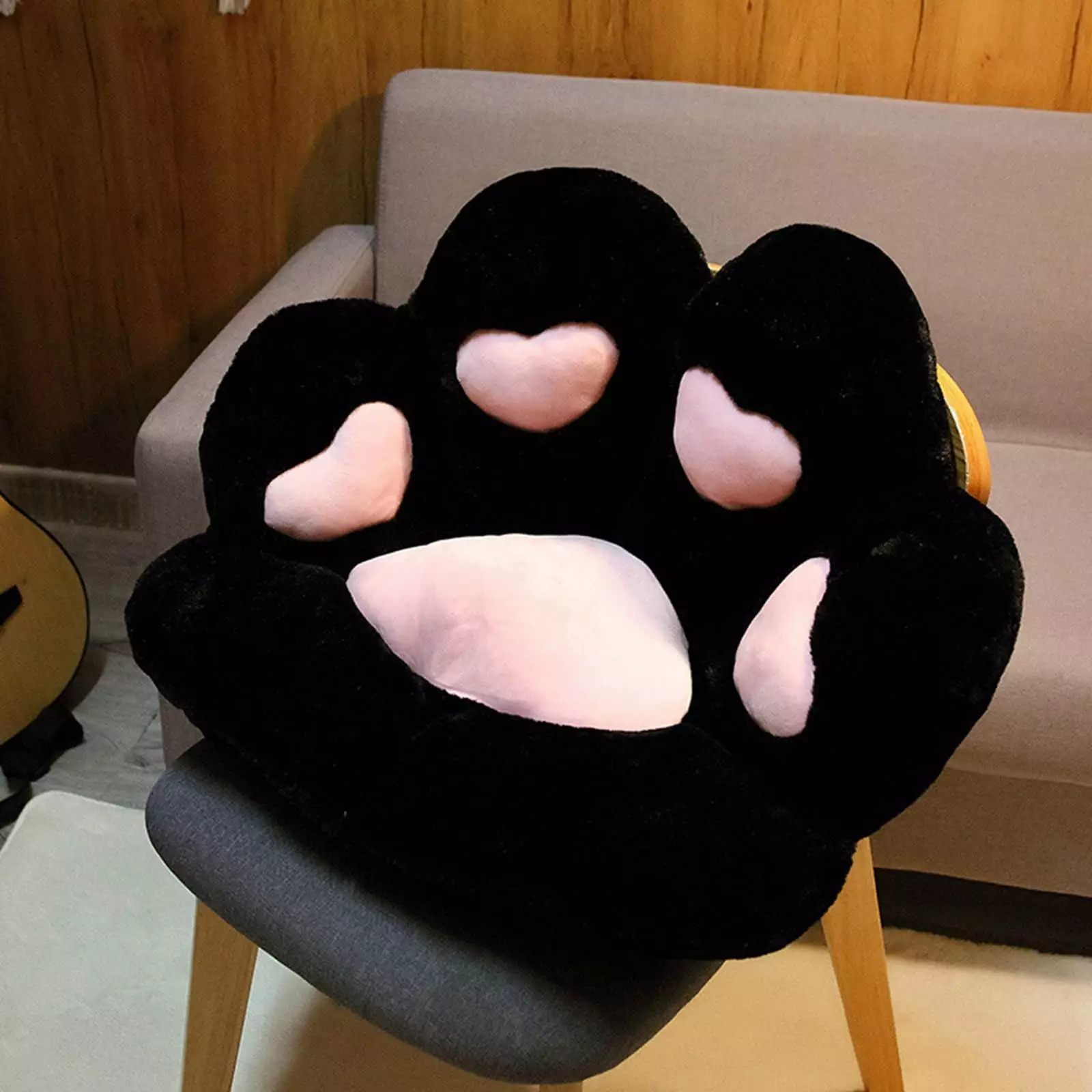 Outdoor Floor Cushions 4th of July Clearance! Oneshit Bear's Paw Shape Plush Sofa Office Cushion Elastic Decoration Black