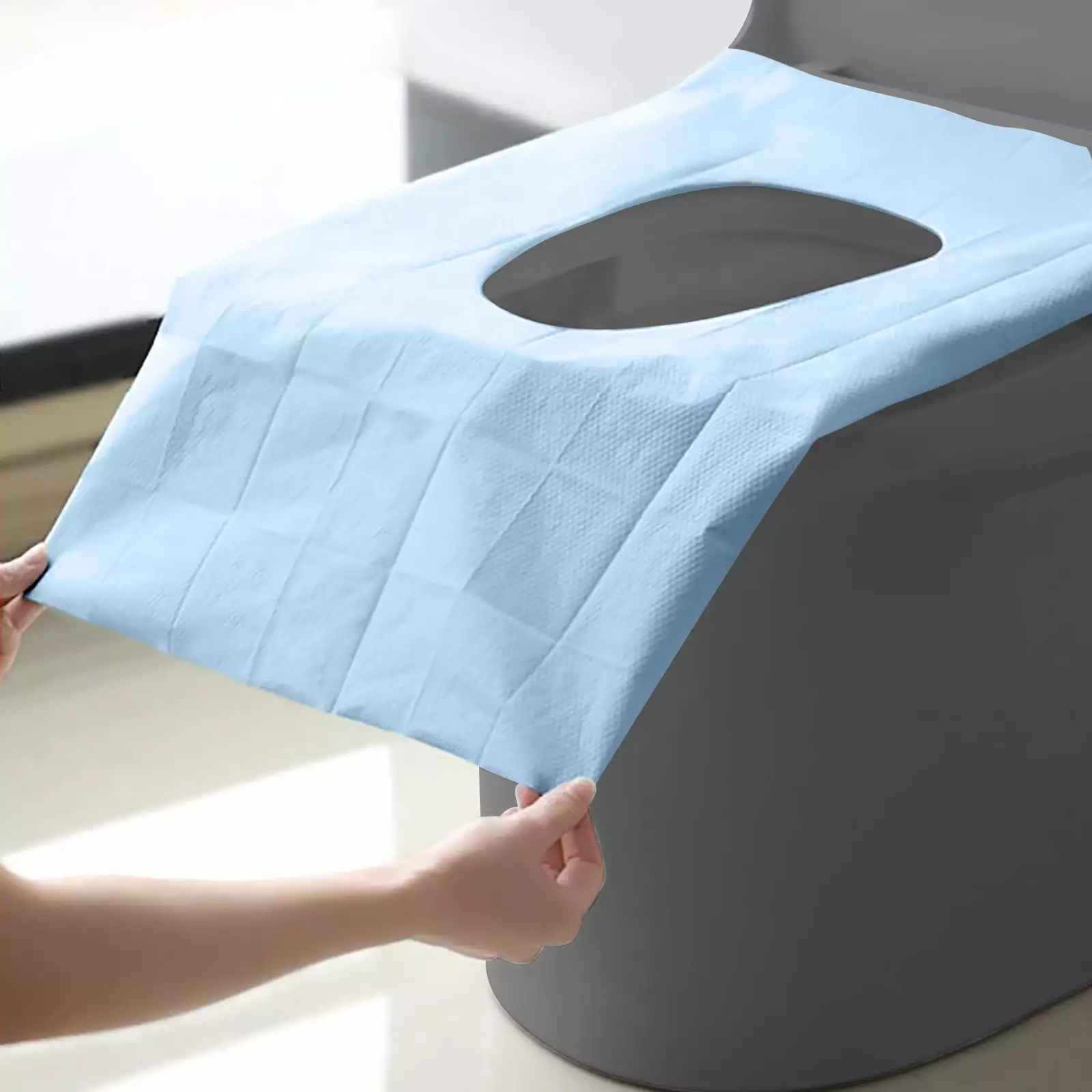 Outoloxit Disposable Toilet Seat Cover. (30 Pieces) - Large Disposable Toilet Seat Cover for Public Toilets. Outdoor Indoor. Individually Wrapped. Blue