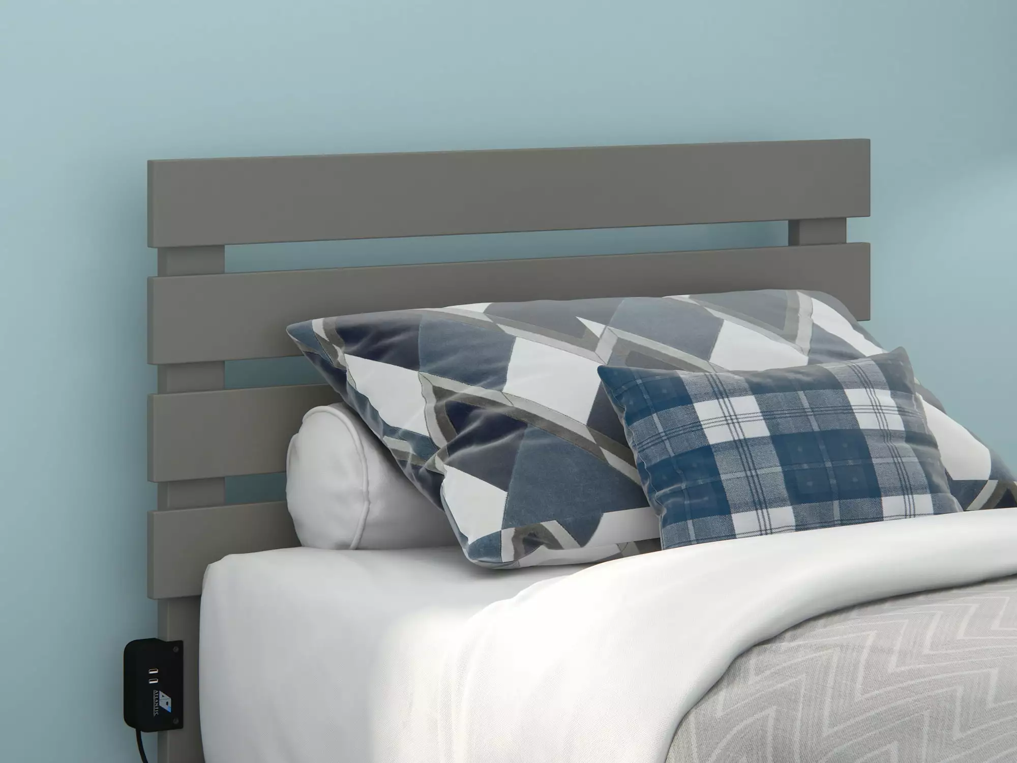 Oxford Twin Headboard in Grey with USB Turbo Charger