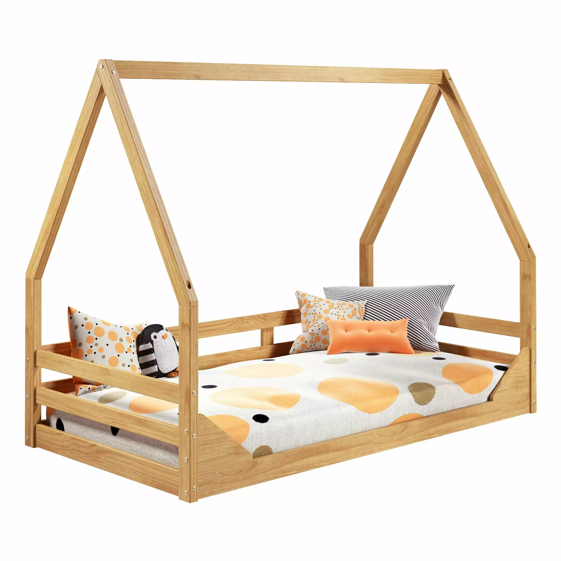 P'kolino Casita Kids Twin Floor Bed - Solid Wood. FSC Certified - Twin Floor Bed - Natural