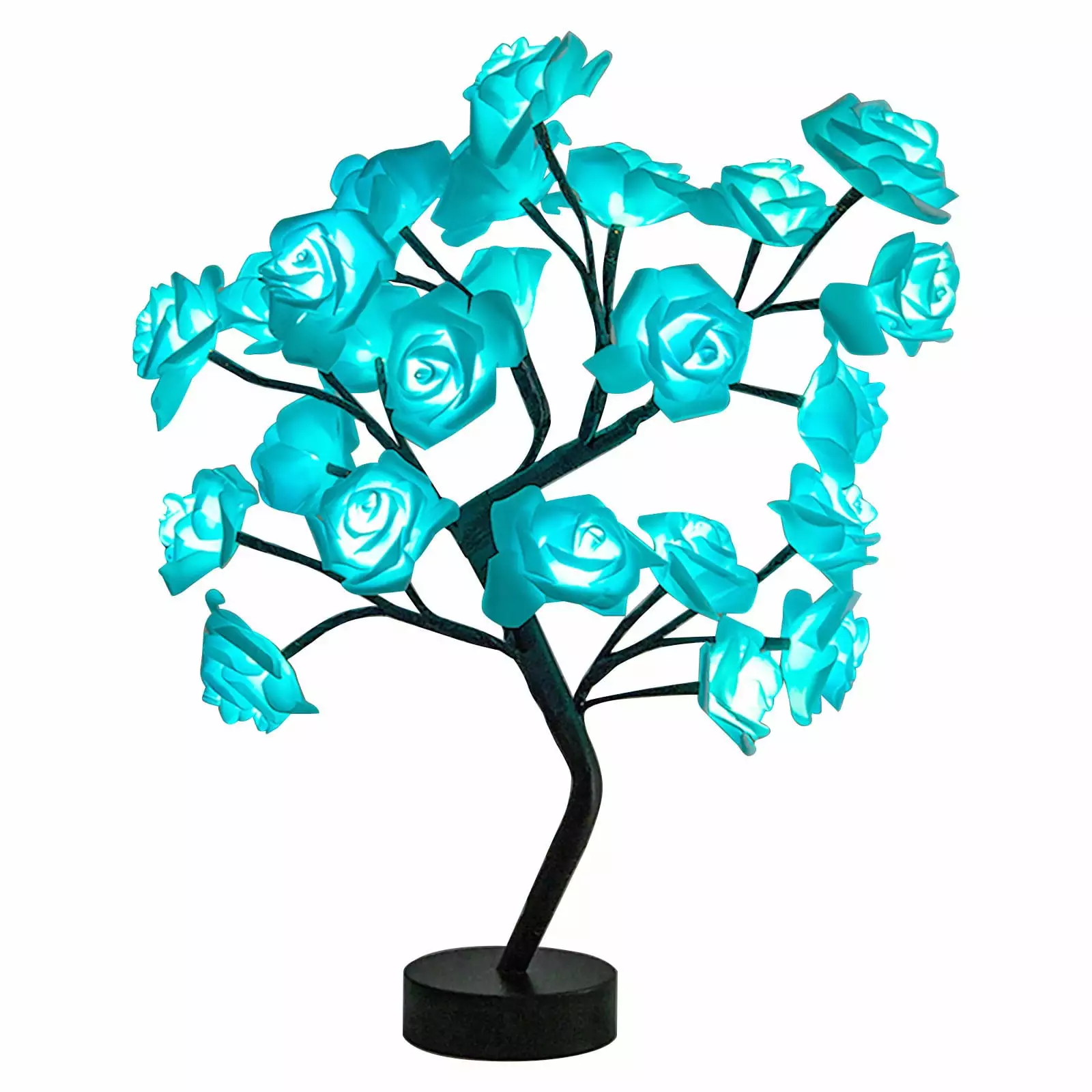 PAVEOS Desk Lamps in Clearance Beautiful Rose Bouquet LED Tree Table Lamp Lights Party Wedding Home Decor Gift Blue-w